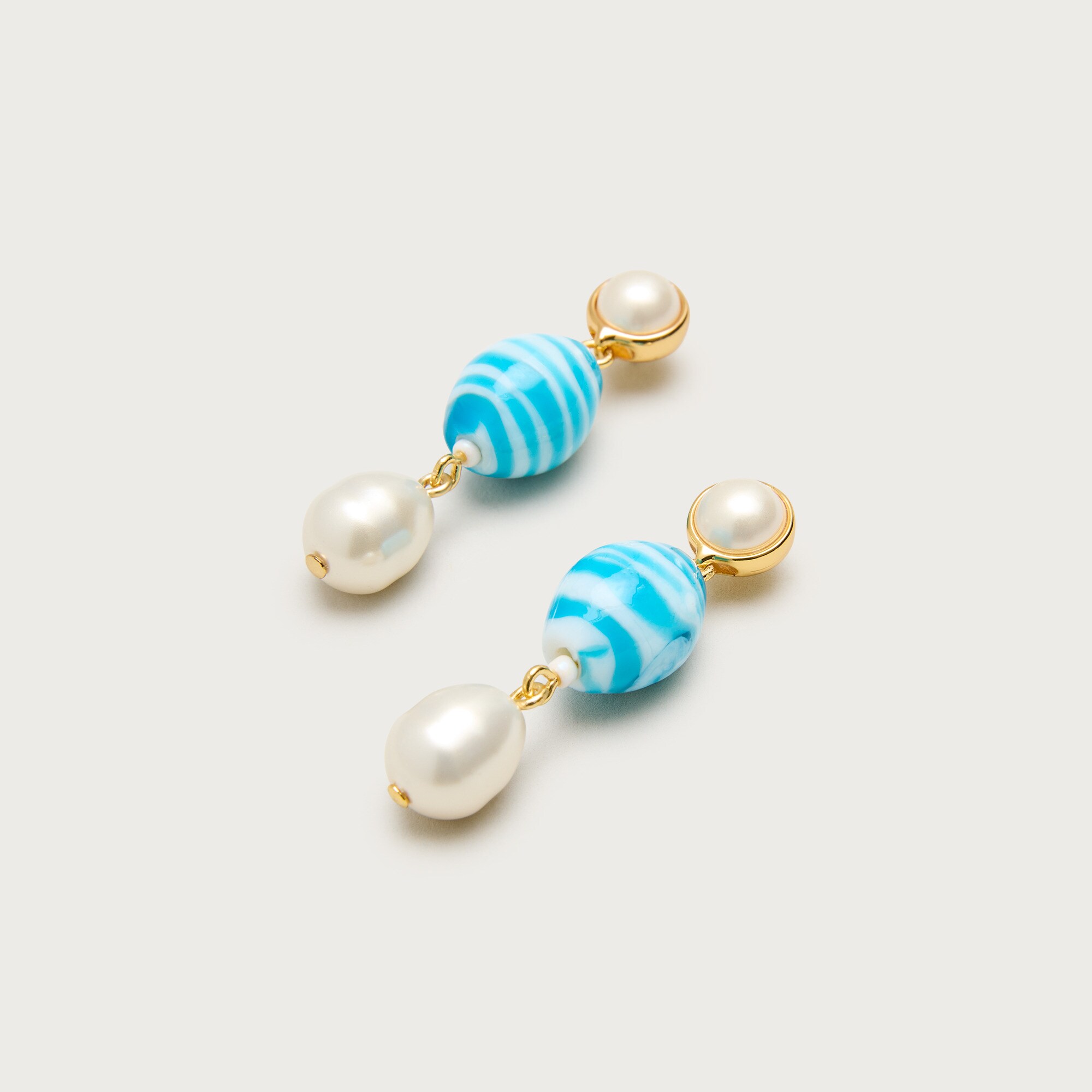 Linear beaded pearl earrings