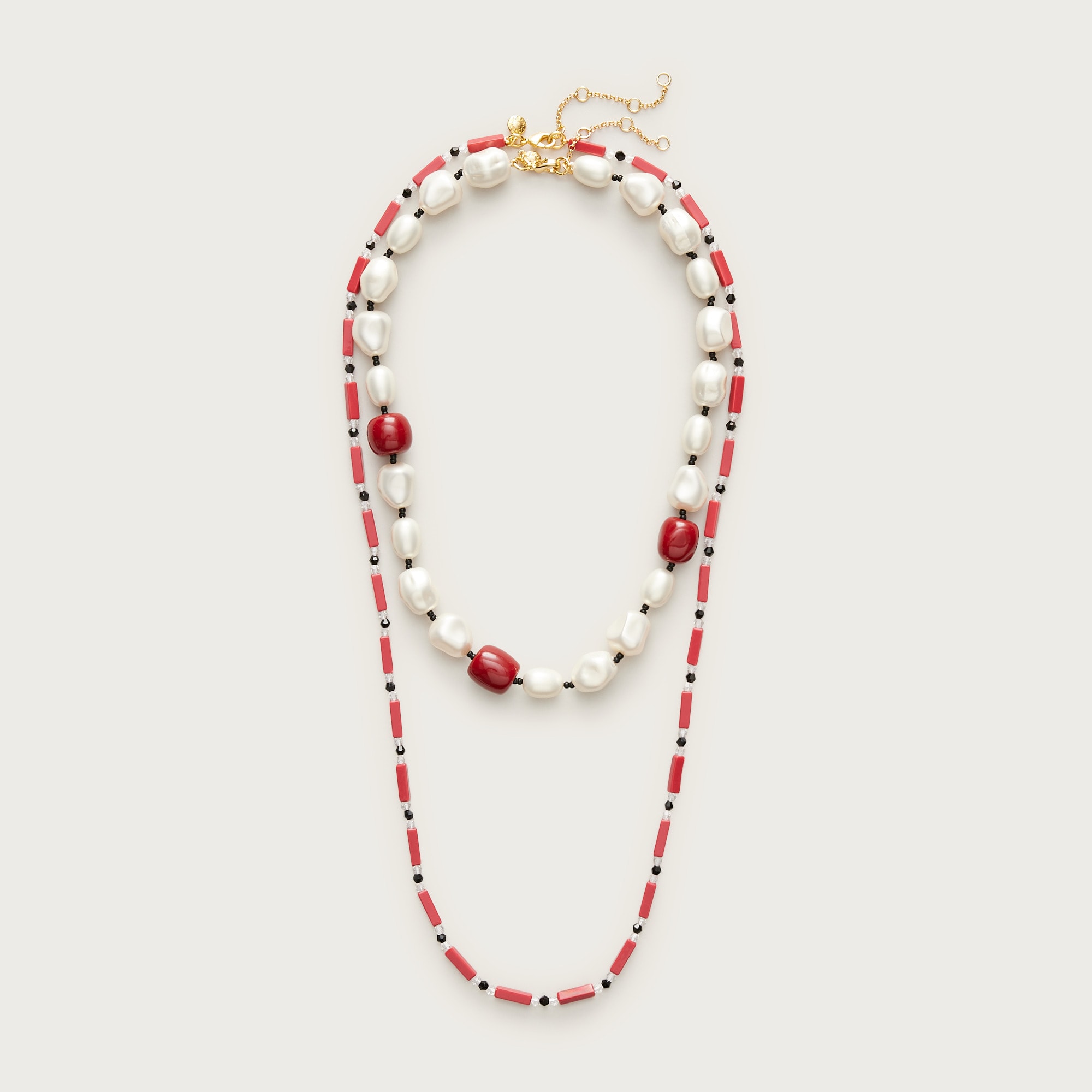  Pearl and bead necklaces set-of-two