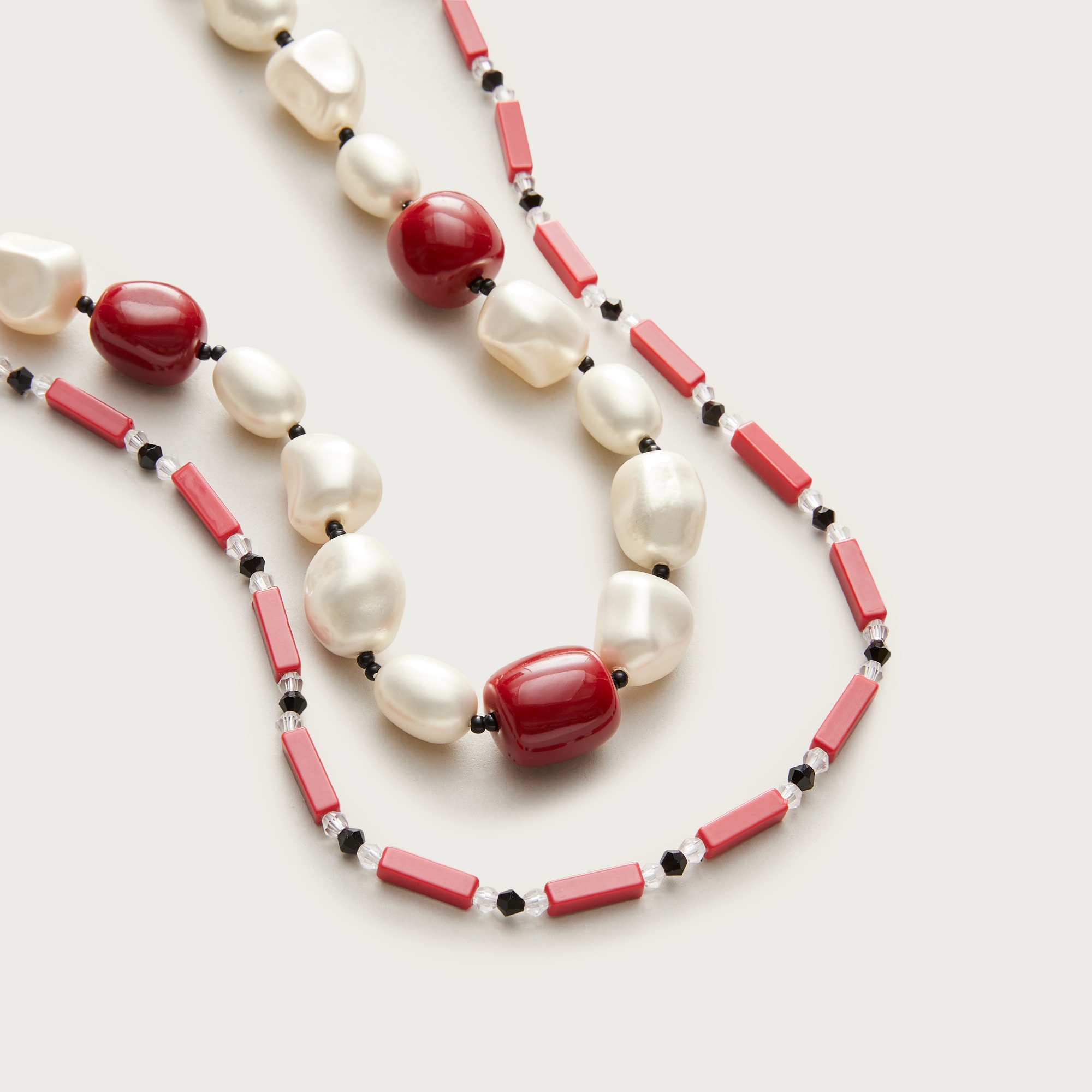 Pearl and bead necklaces set-of-two