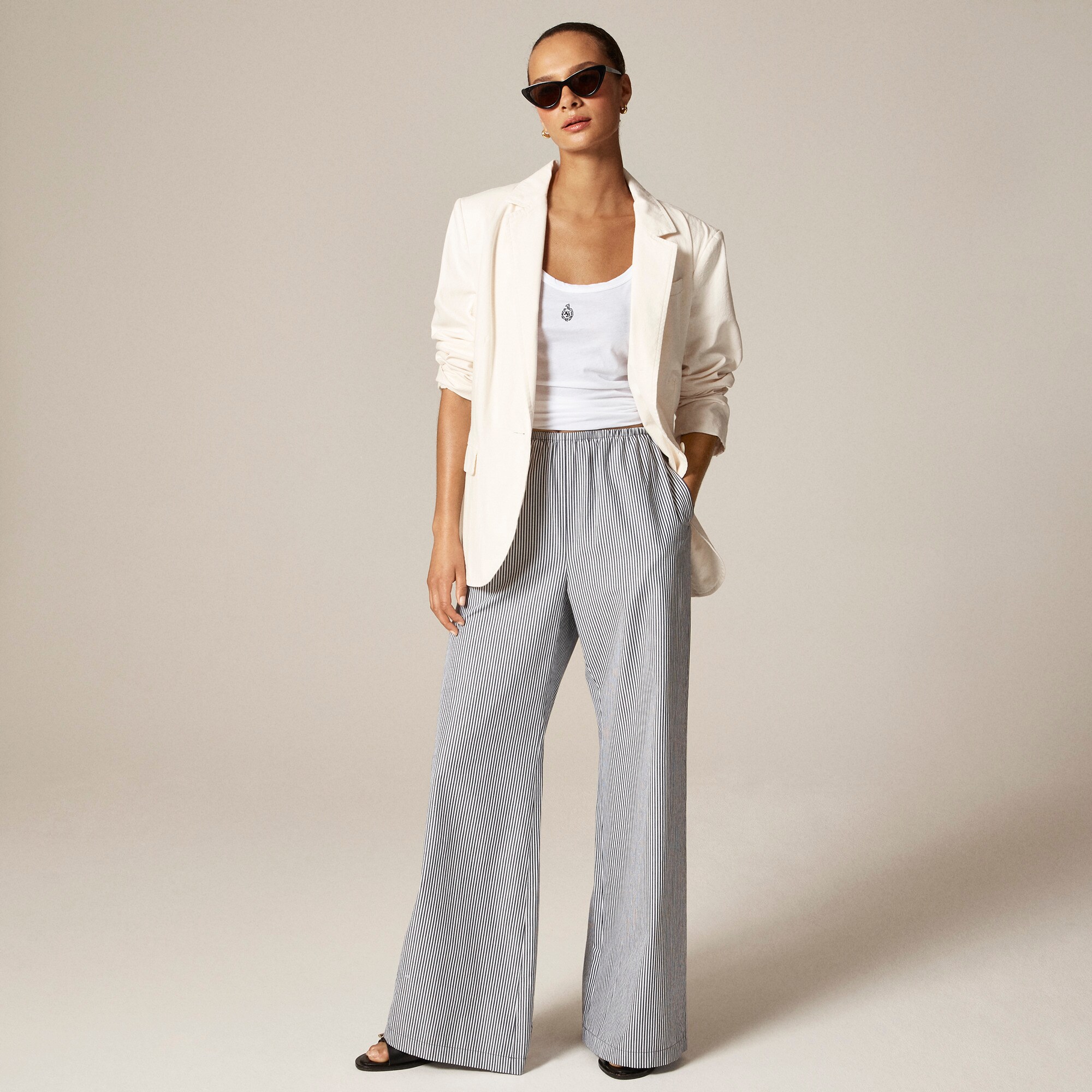 womens Masseria San Domenico X J.Crew embroidered tank top in feather jersey