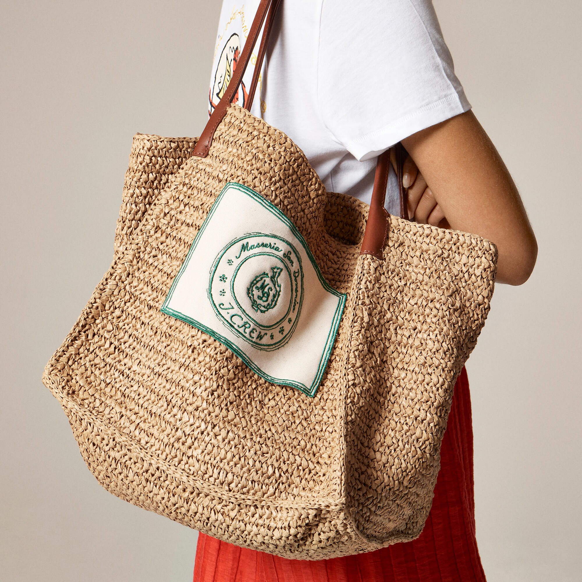  Masseria San Domenico X J.Crew embroidered packable tote bag