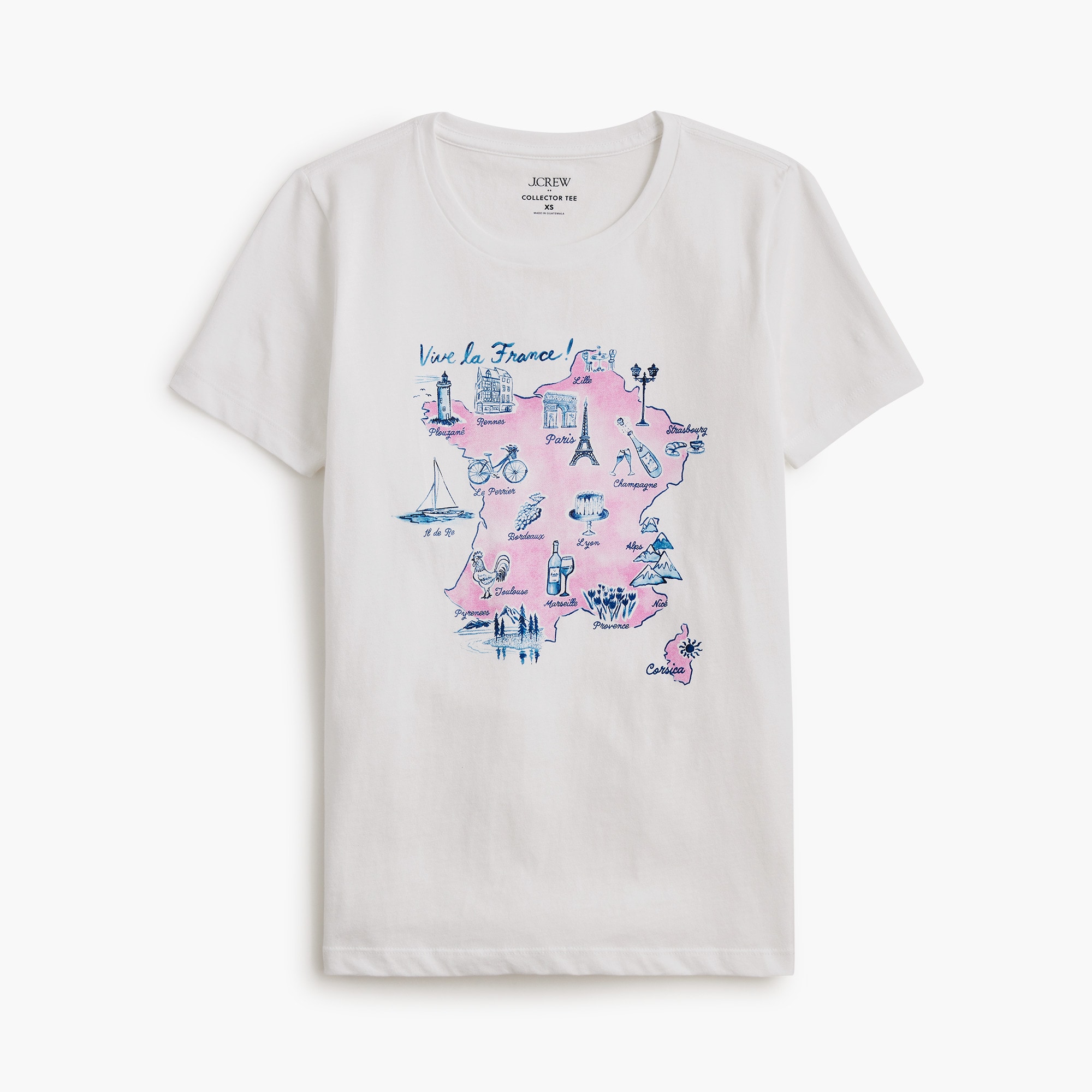 womens Map of France graphic tee