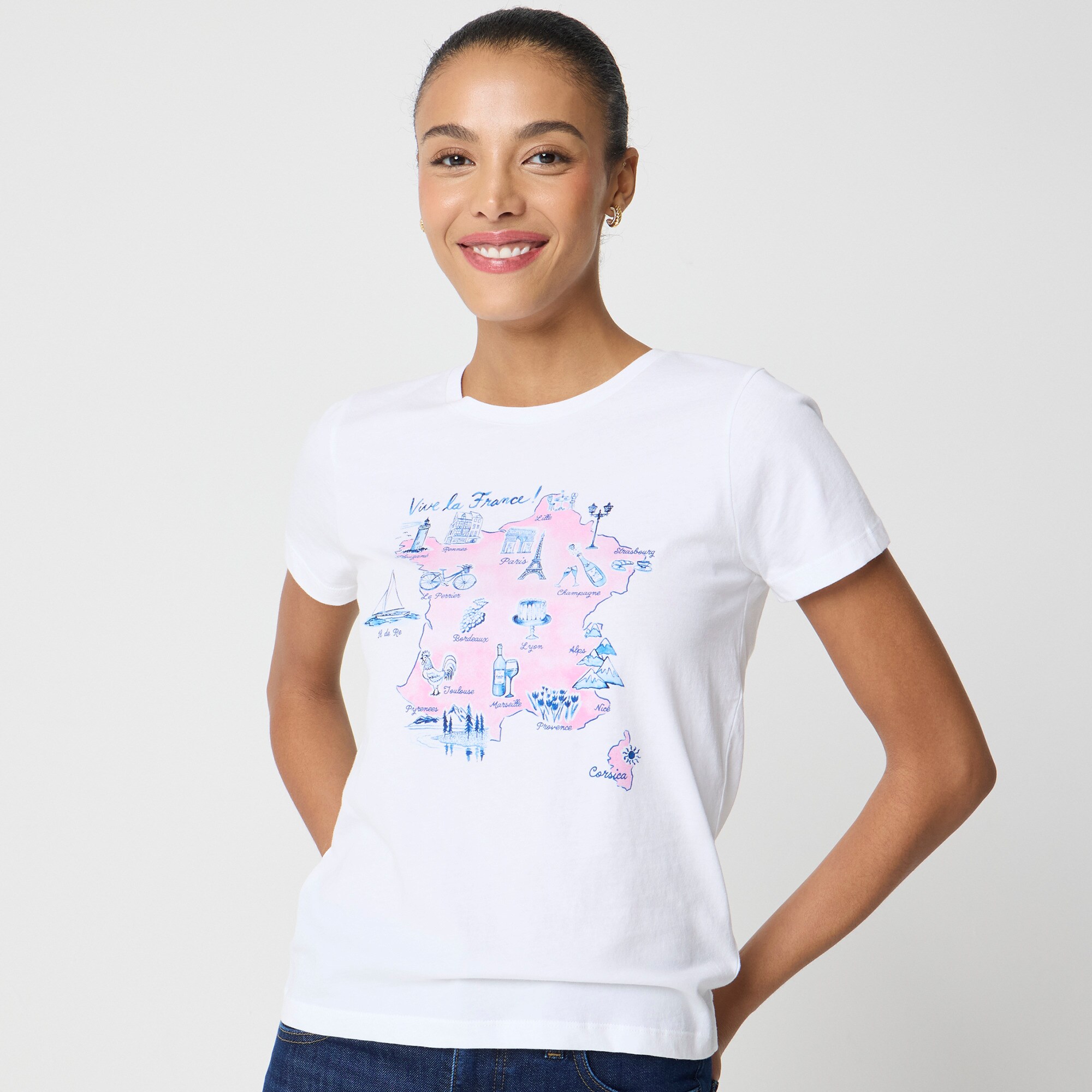 womens Map of France graphic tee