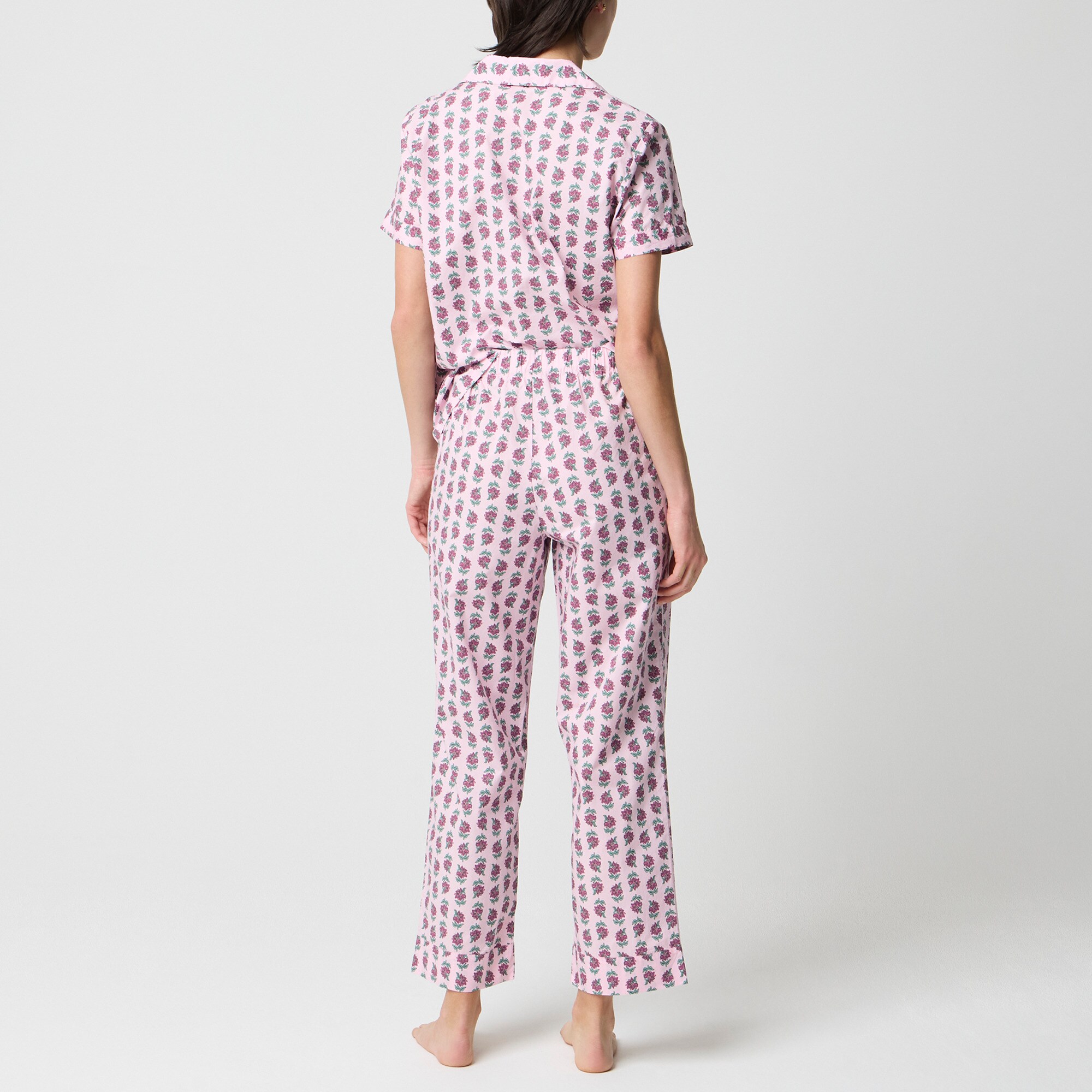 Short-sleeve printed top and pants pajama set