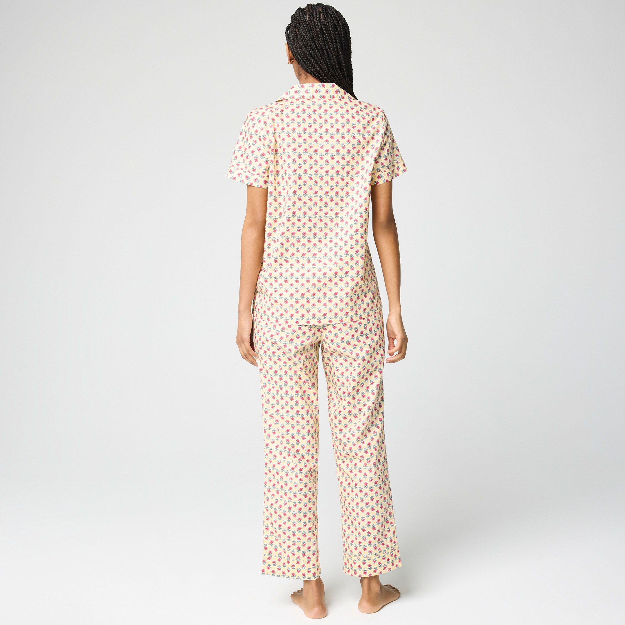 Short-sleeve printed top and pants pajama set