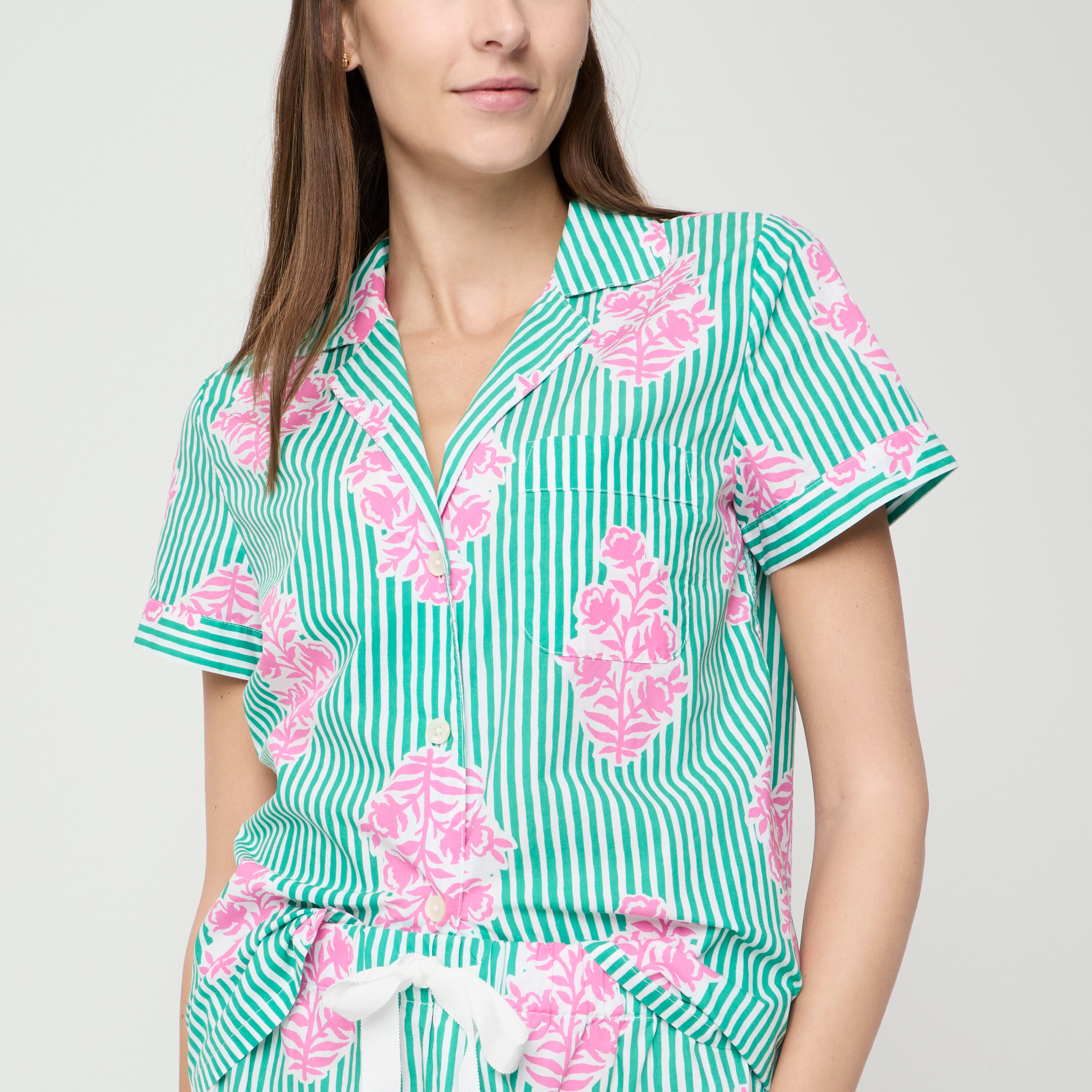 Short-sleeve printed top and pant pajama set