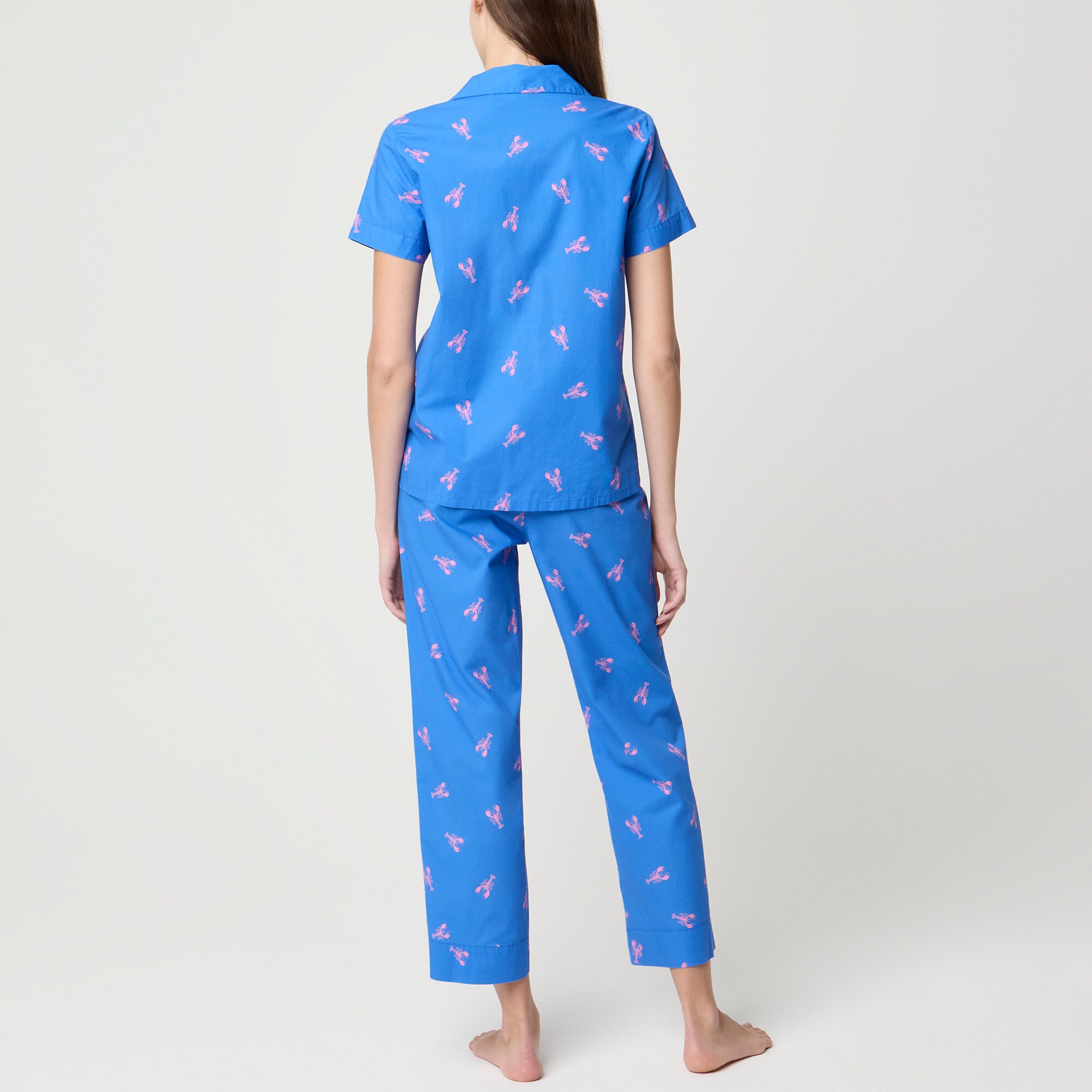 Short-sleeve printed top and pants pajama set