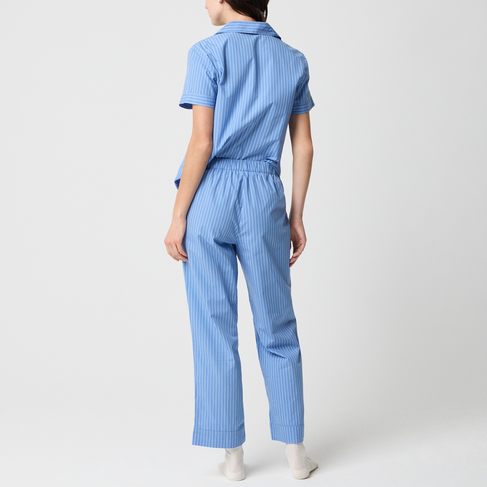 Striped short-sleeve top and pants pajama set