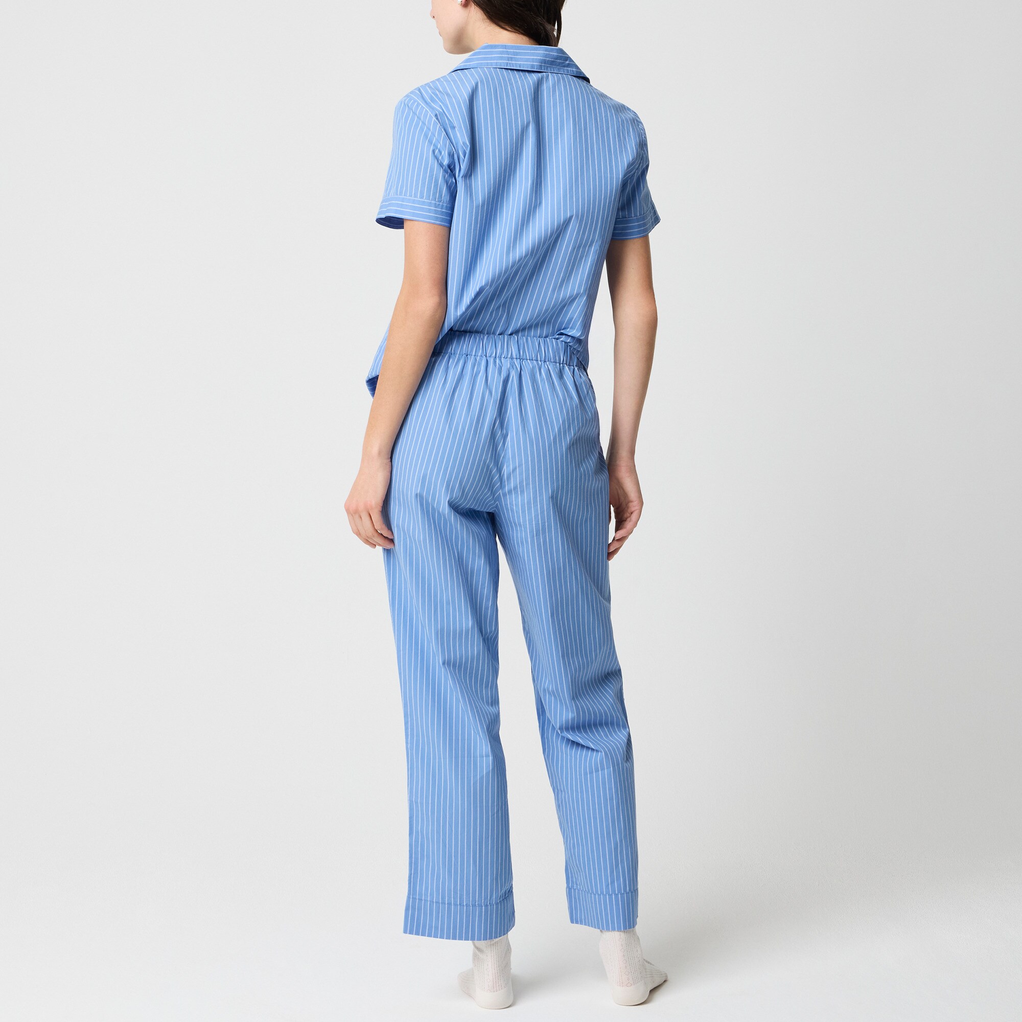 Striped short-sleeve top and pants pajama set