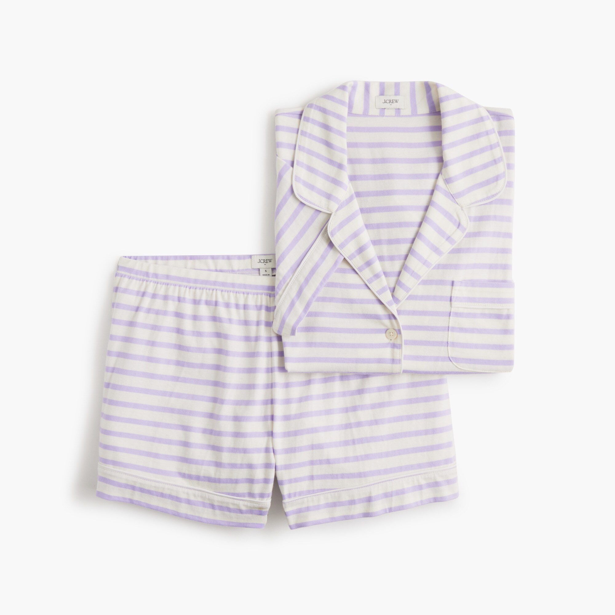  Striped knit short-sleeve top and pants pajama set
