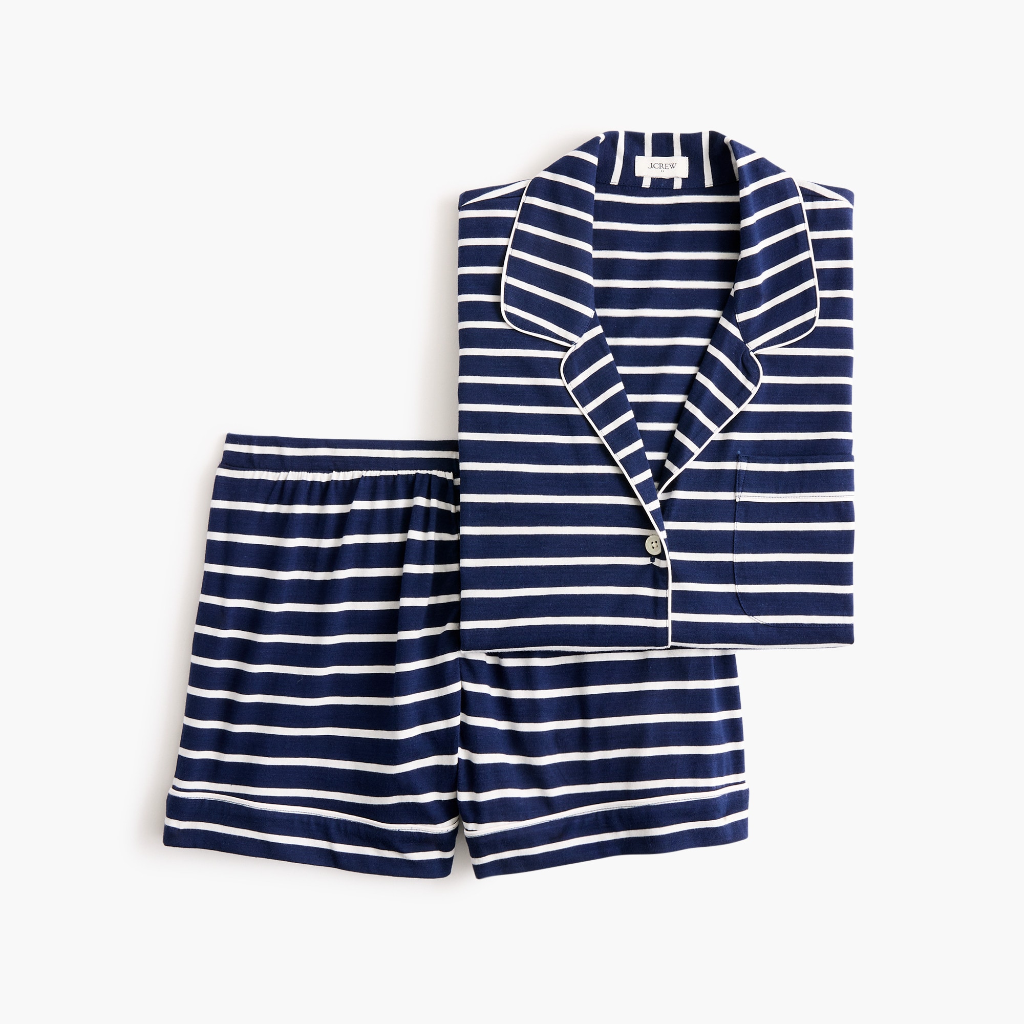 Striped knit short-sleeve top and pant pajama set