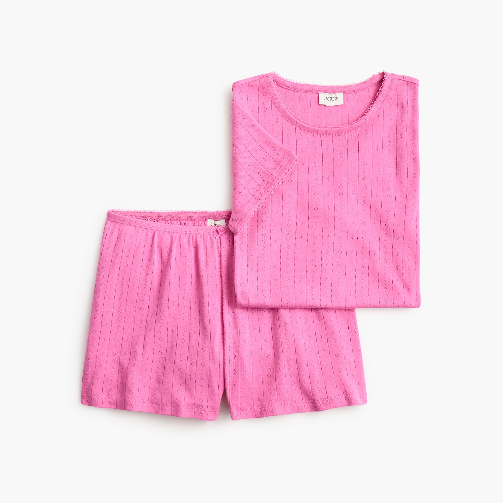 Pointelle knit short-sleeve top and short pajama set