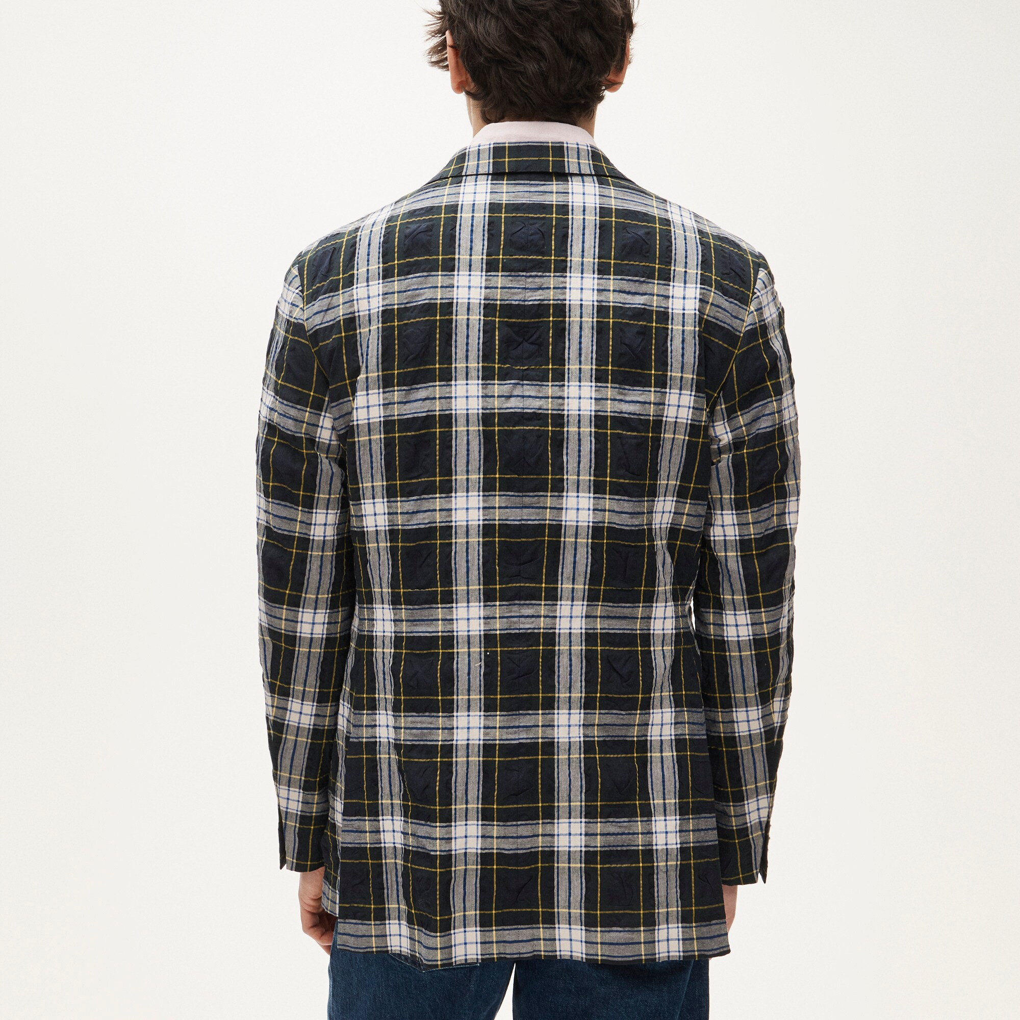 Double-breasted blazer in Japanese seersucker