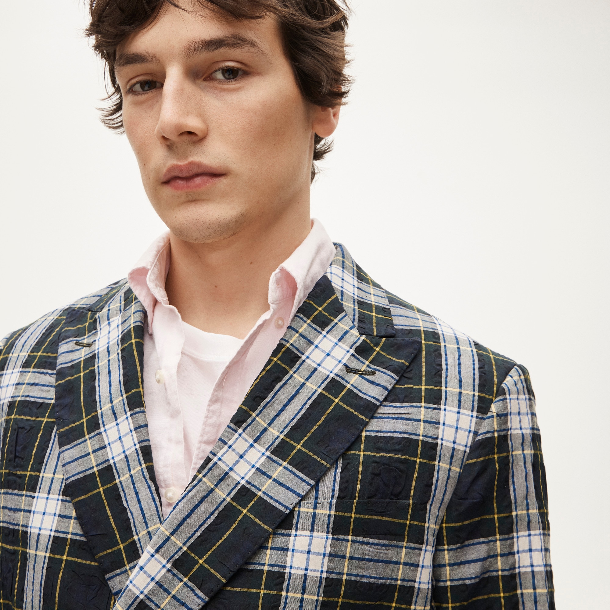 Double-breasted blazer in Japanese seersucker