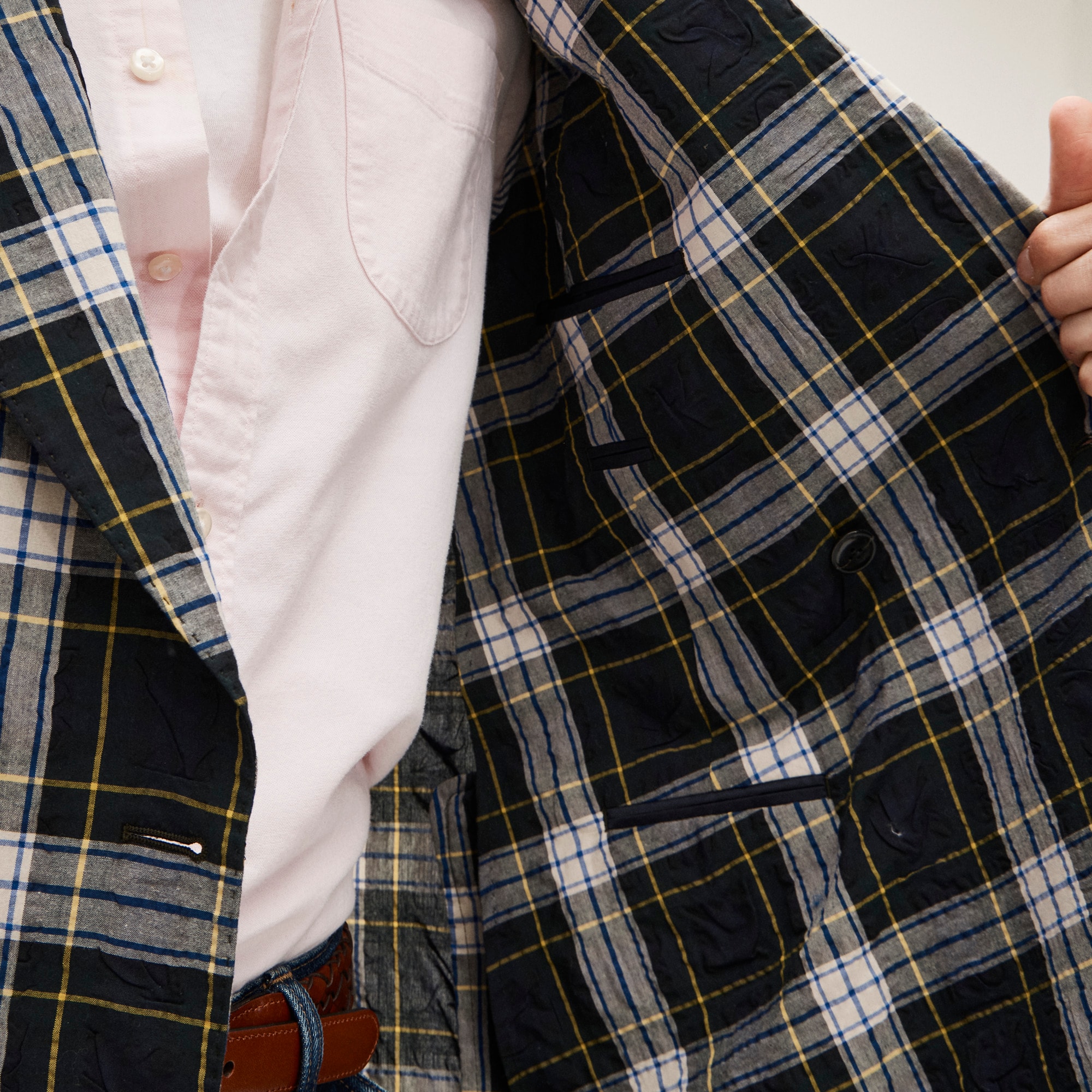 Double-breasted blazer in Japanese seersucker