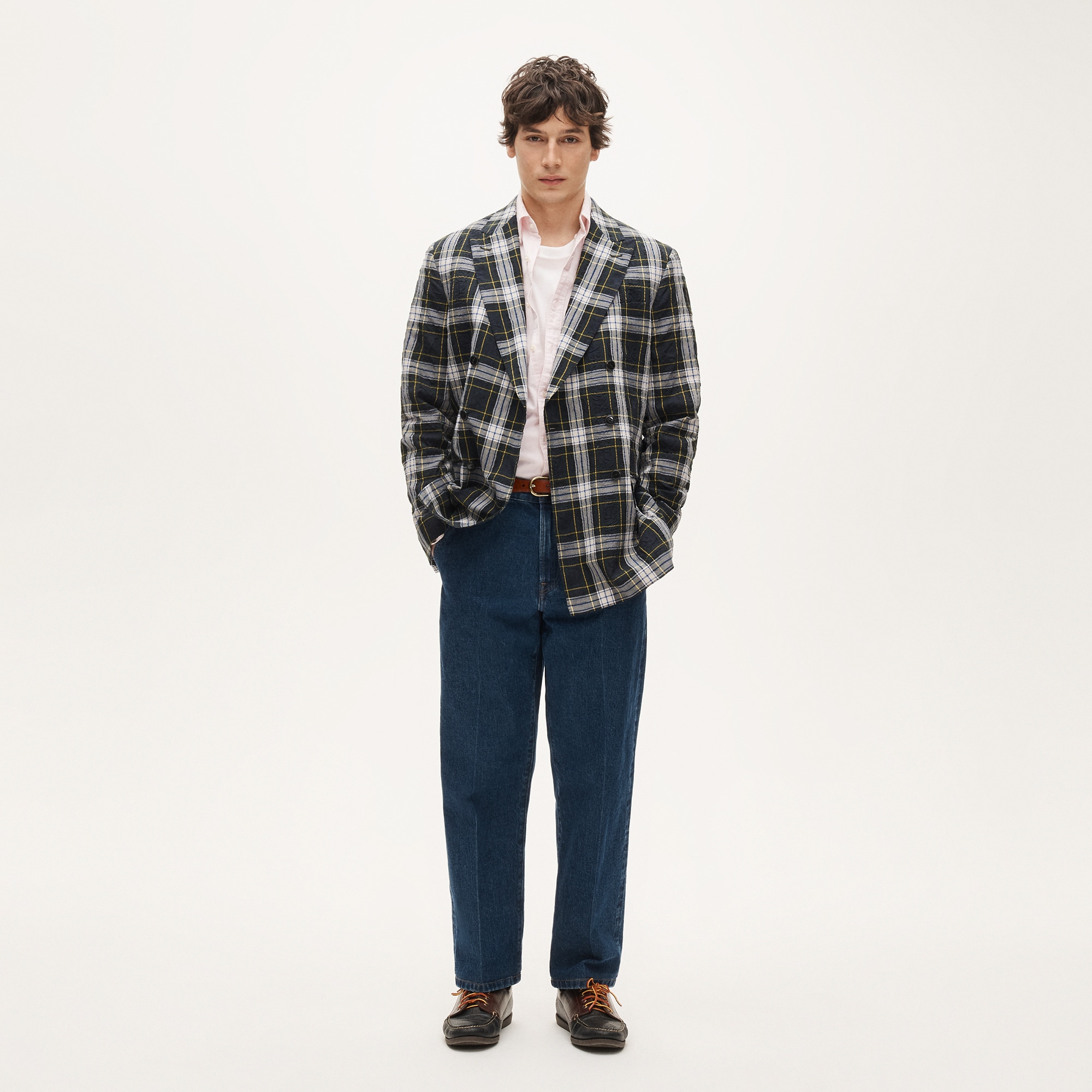 Double-breasted blazer in Japanese seersucker