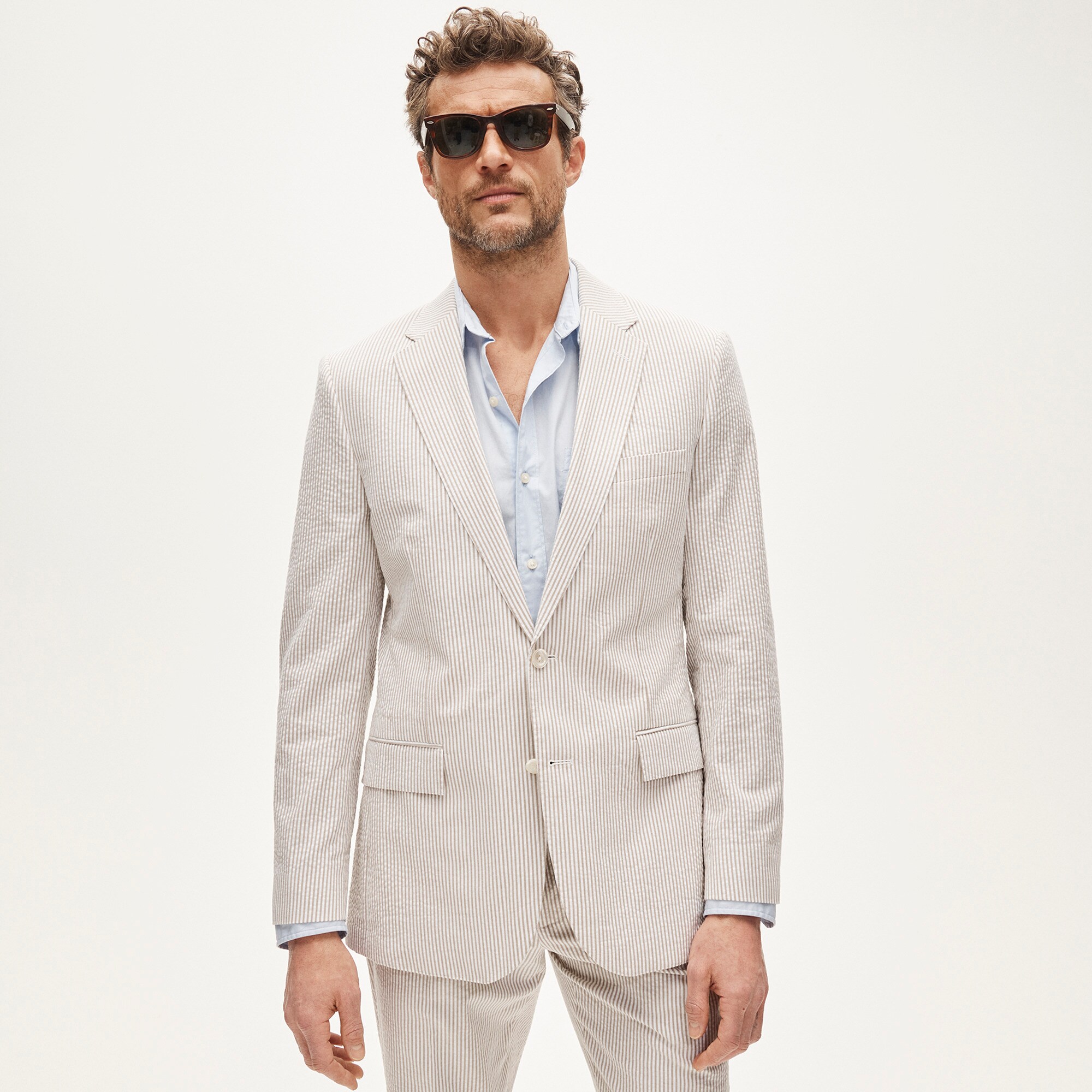 Ludlow Slim-fit suit jacket in cotton seersucker