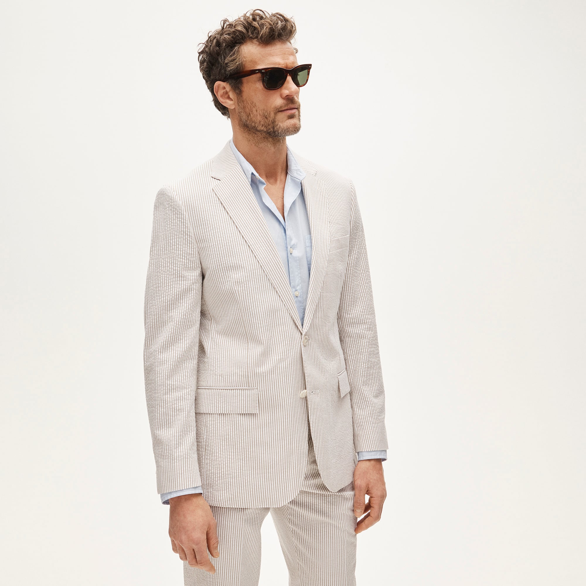 Ludlow Slim-fit suit jacket in cotton seersucker