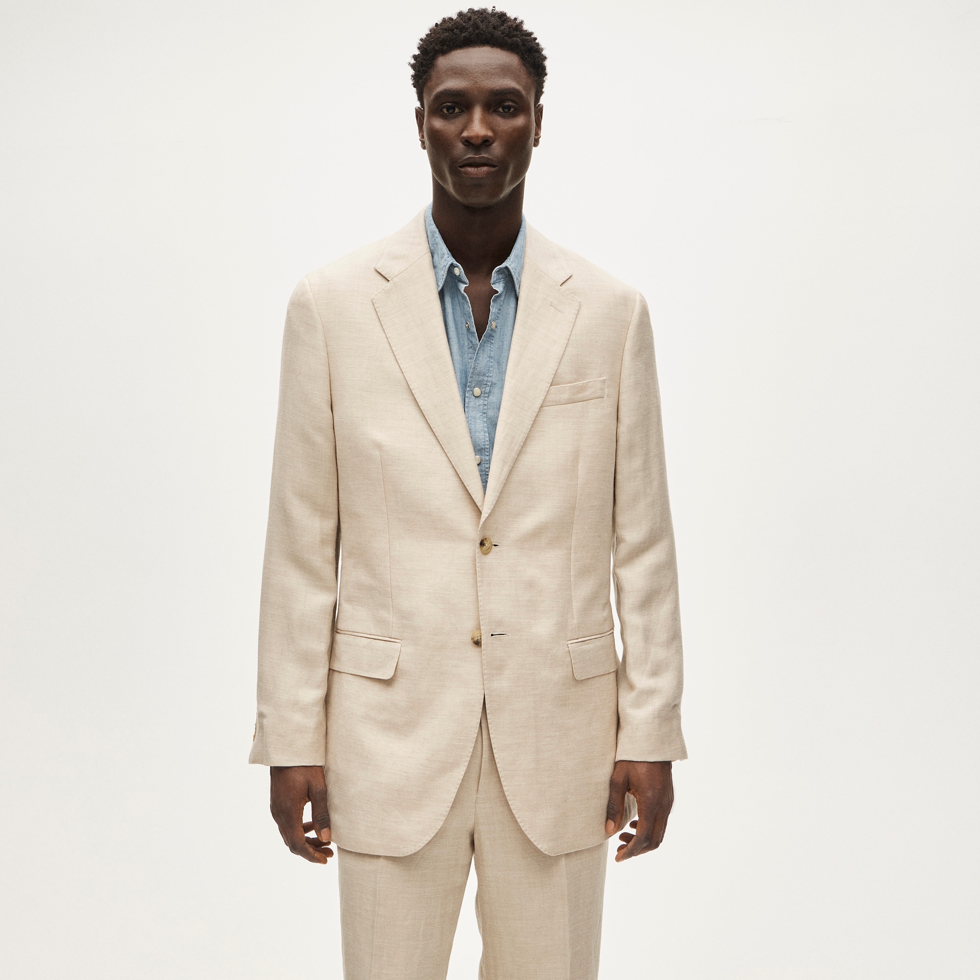 Relaxed-fit suit jacket in English merino wool&ndash;linen blend