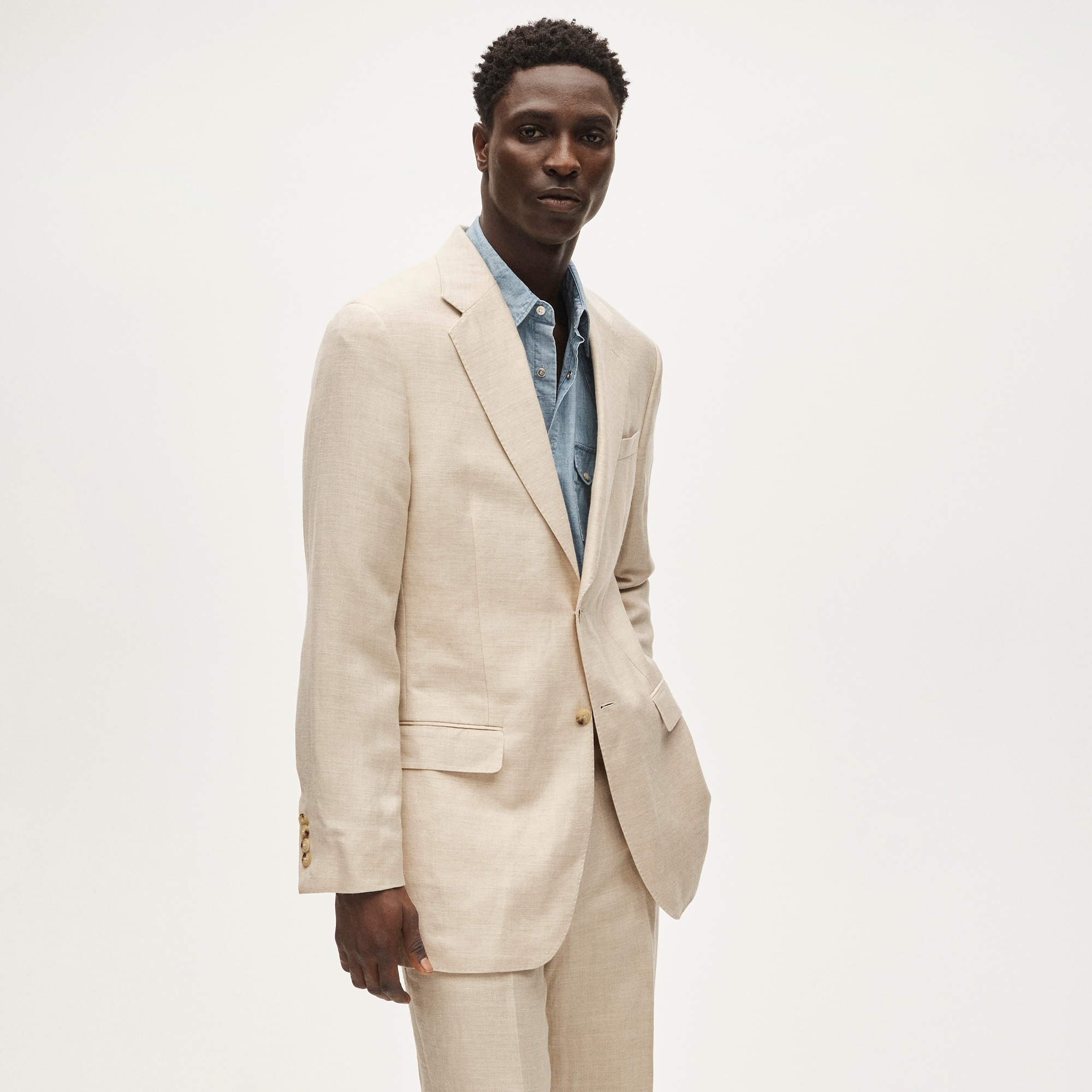 Relaxed-fit suit jacket in English merino wool-linen blend