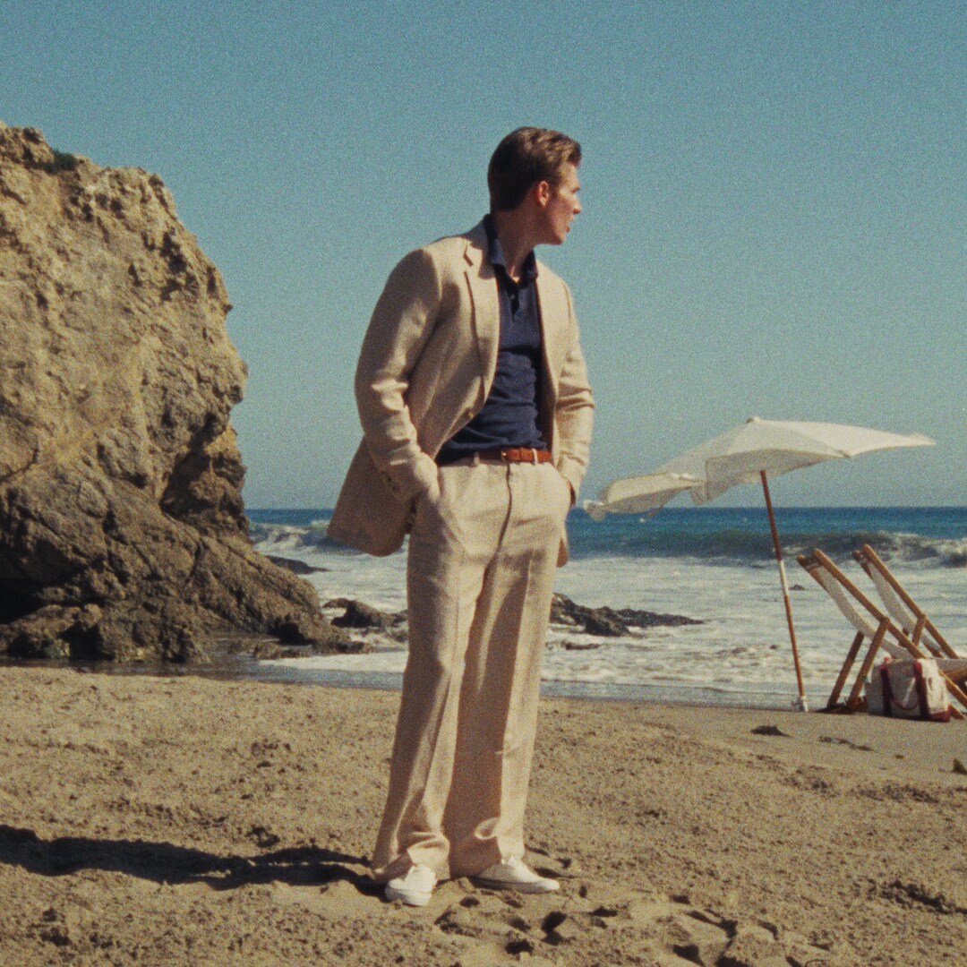Relaxed-fit suit jacket in English merino wool&ndash;linen blend