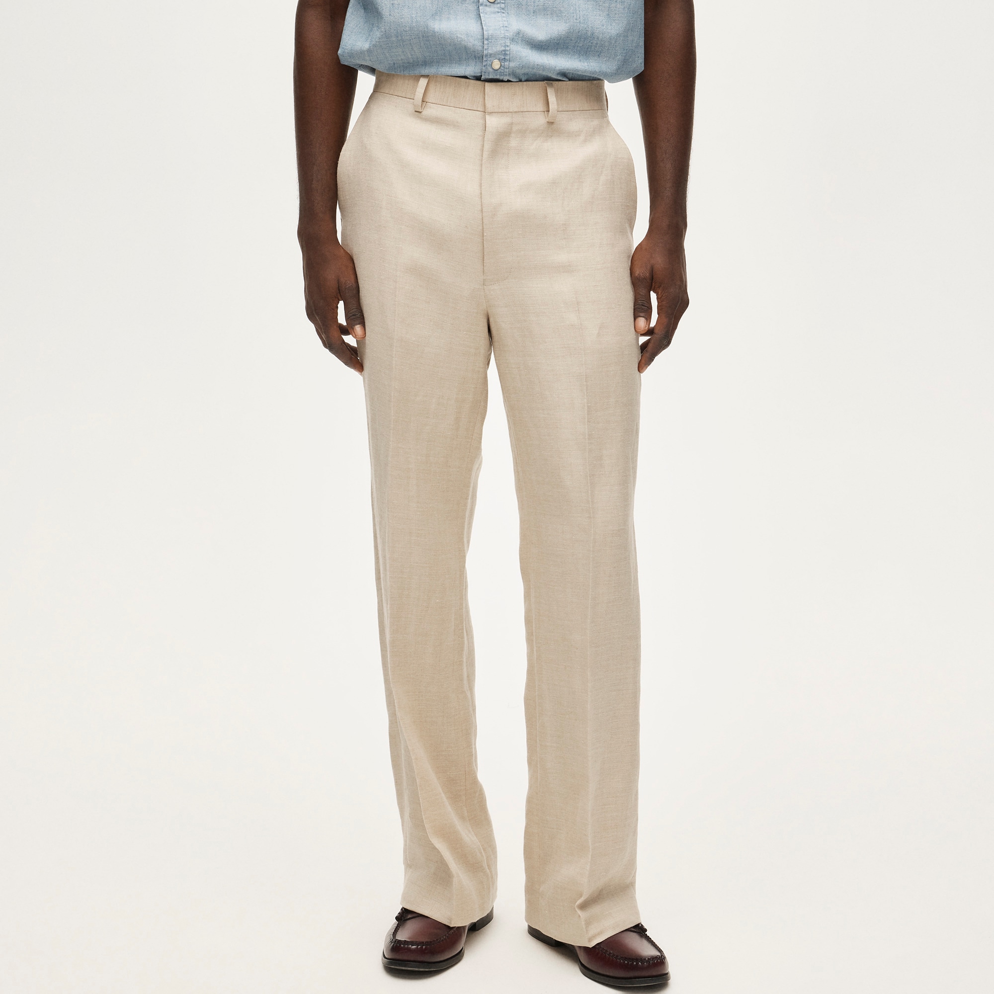 Relaxed-fit suit pant in English merino wool–linen blend