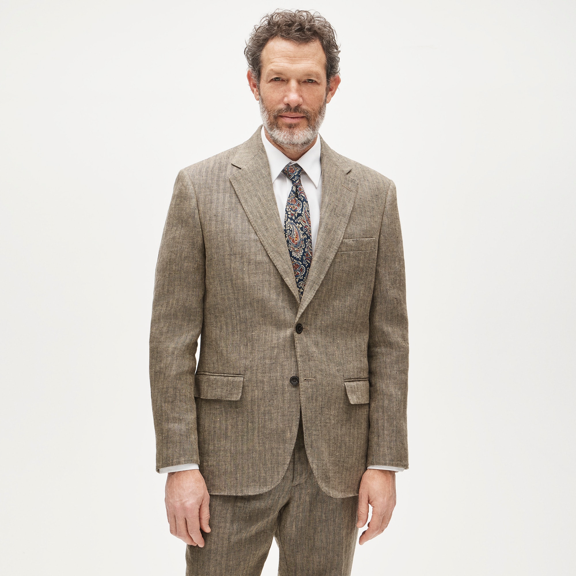 Crosby Classic-fit suit jacket in linen herringbone twill