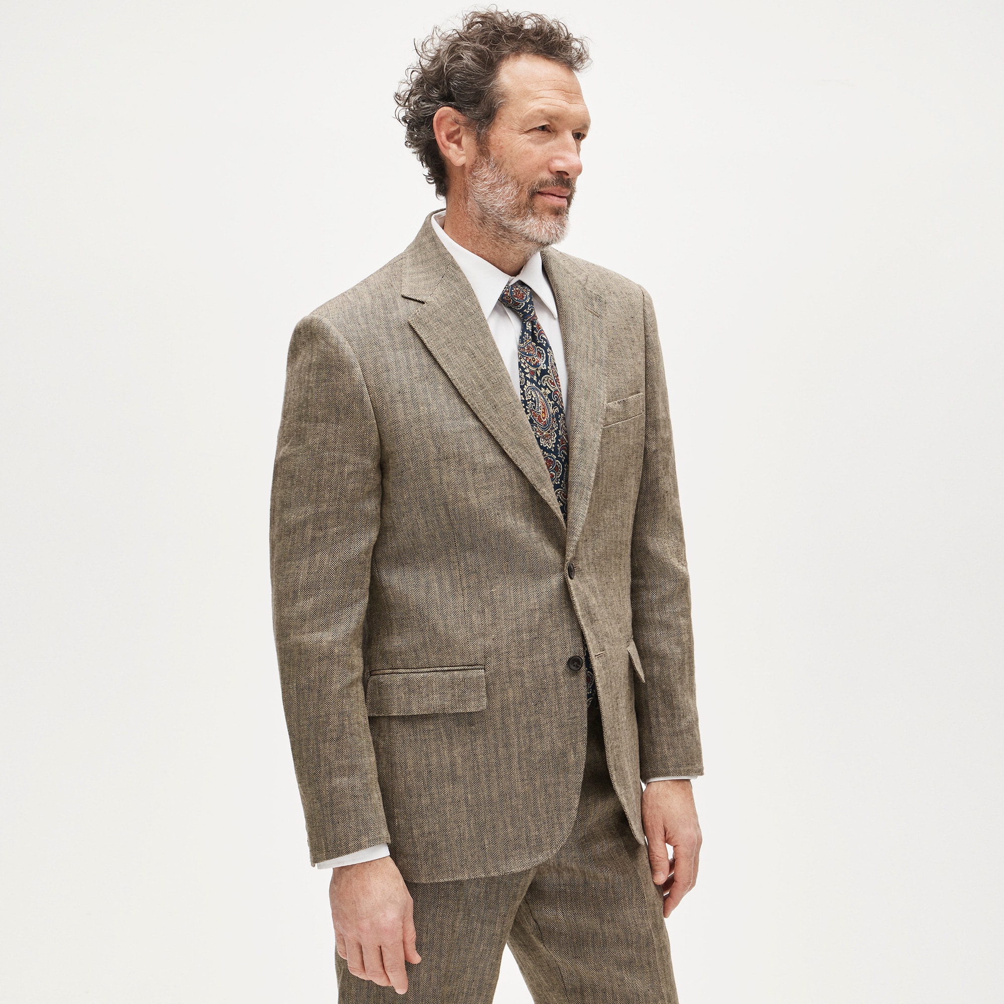 Crosby Classic-fit suit jacket in linen herringbone twill