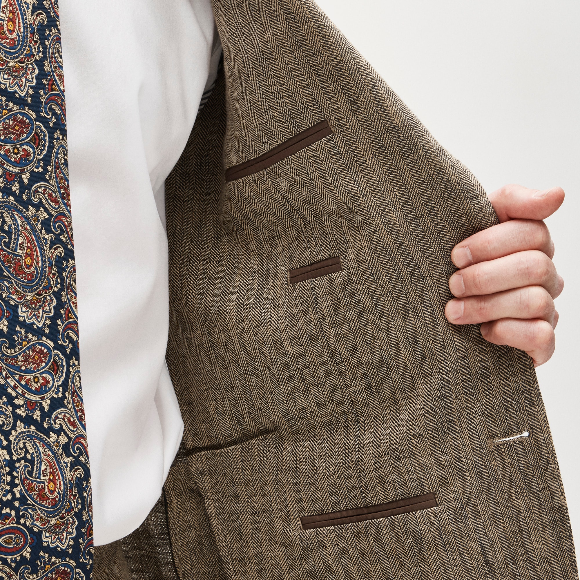 Crosby Classic-fit suit jacket in linen herringbone twill