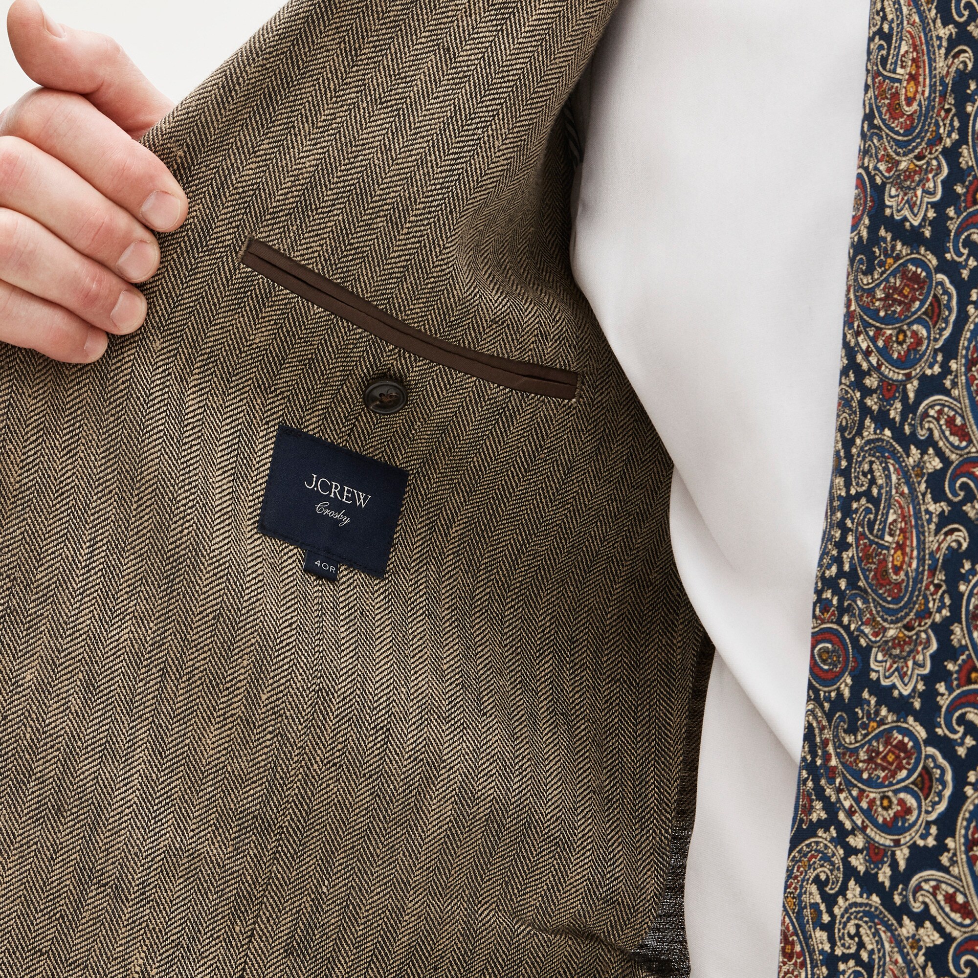 Crosby Classic-fit suit jacket in linen herringbone twill