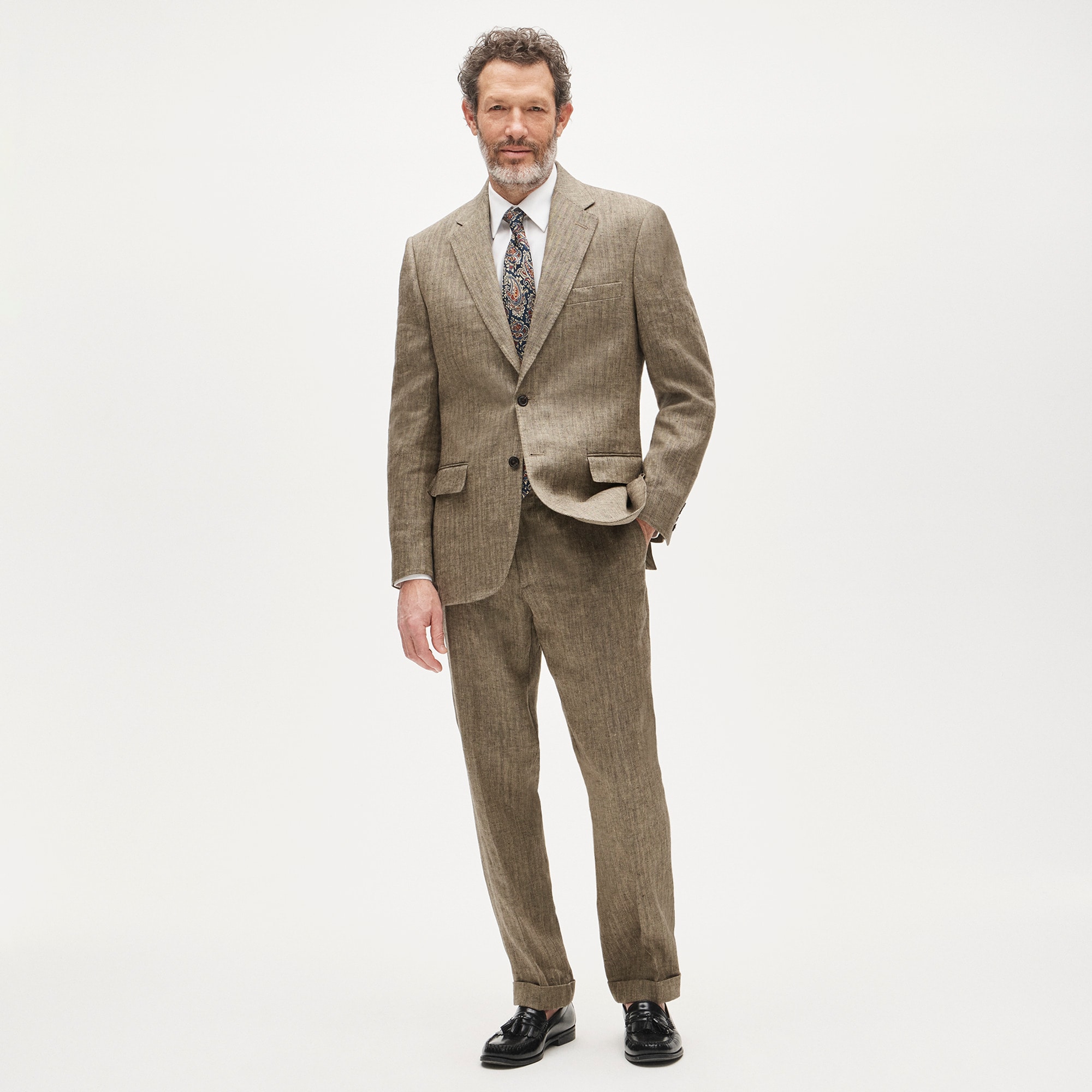  Crosby Classic-fit suit jacket in linen herringbone twill