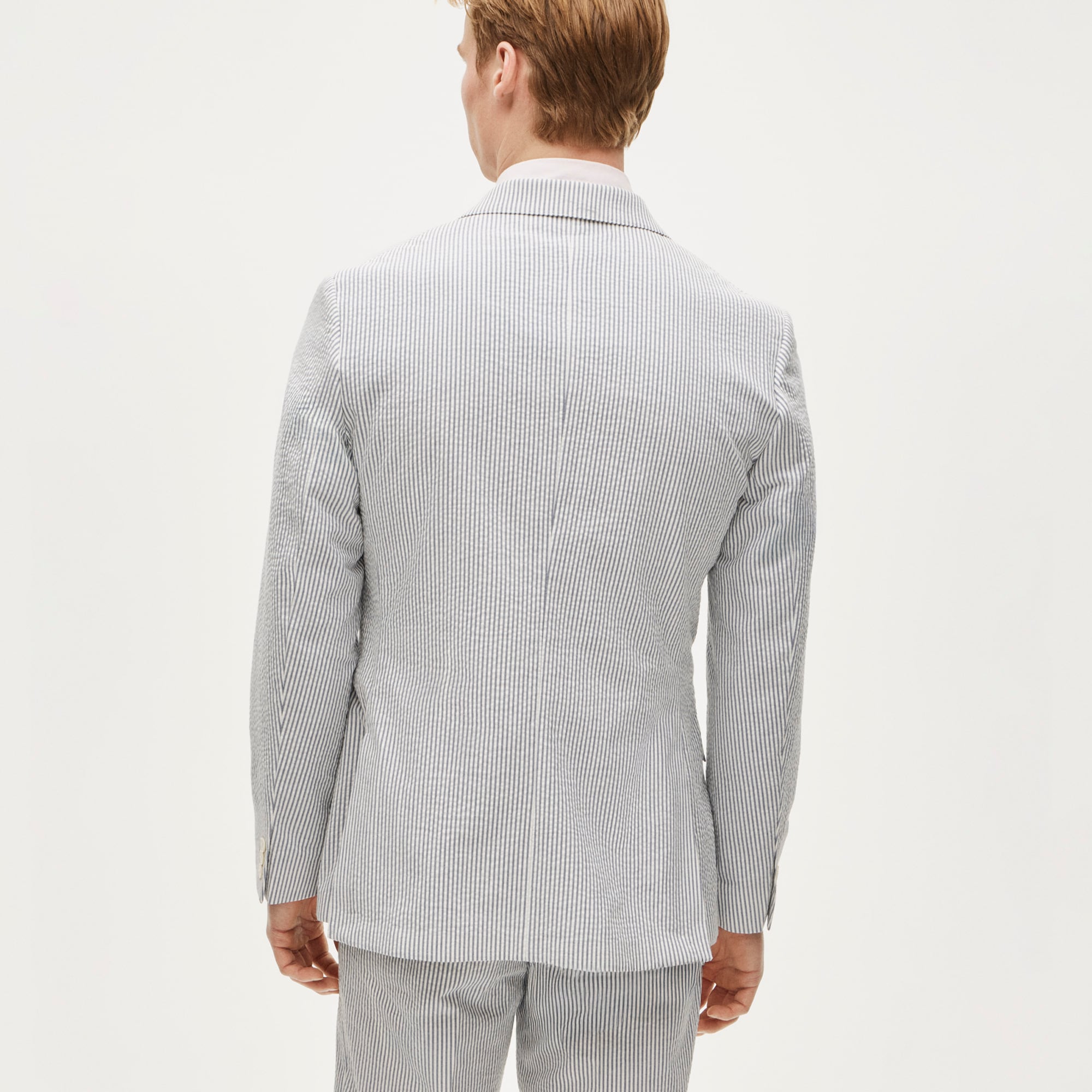 Ludlow Slim-fit double-breasted suit jacket in cotton seersucker