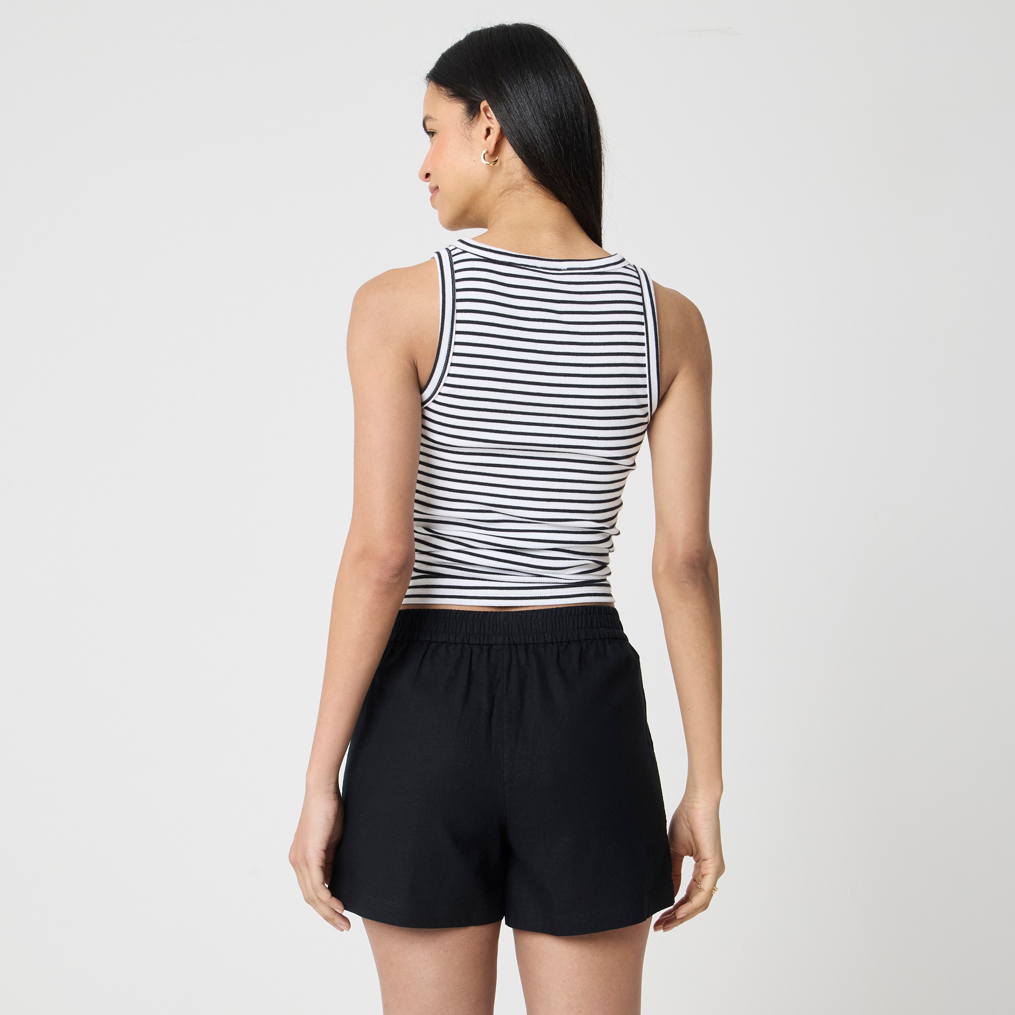 Linen-blend drawstring short