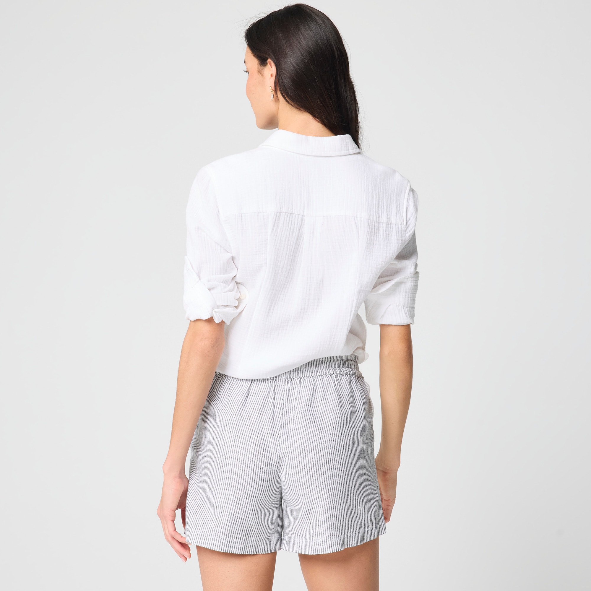 Linen-blend drawstring short