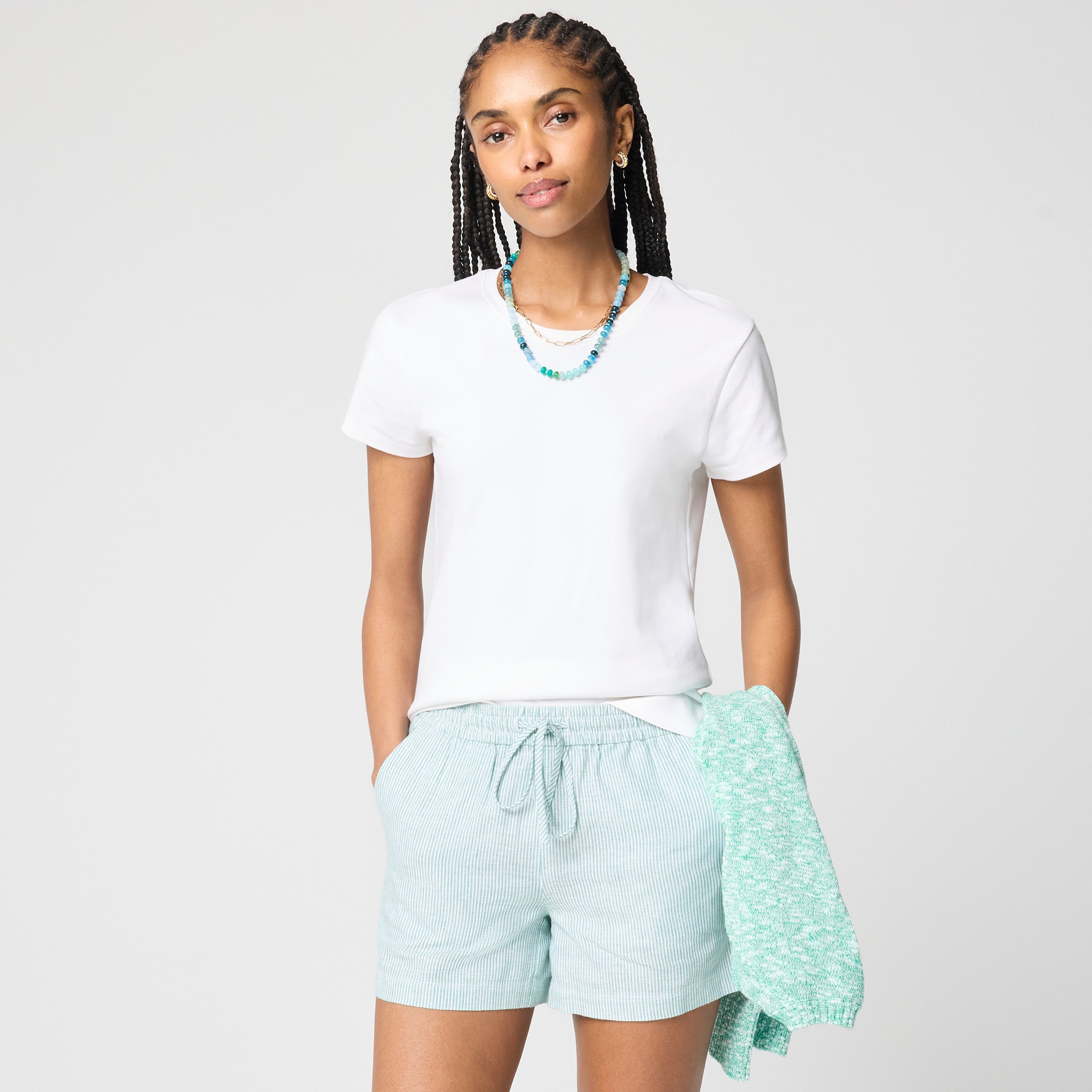 womens Linen-blend drawstring short