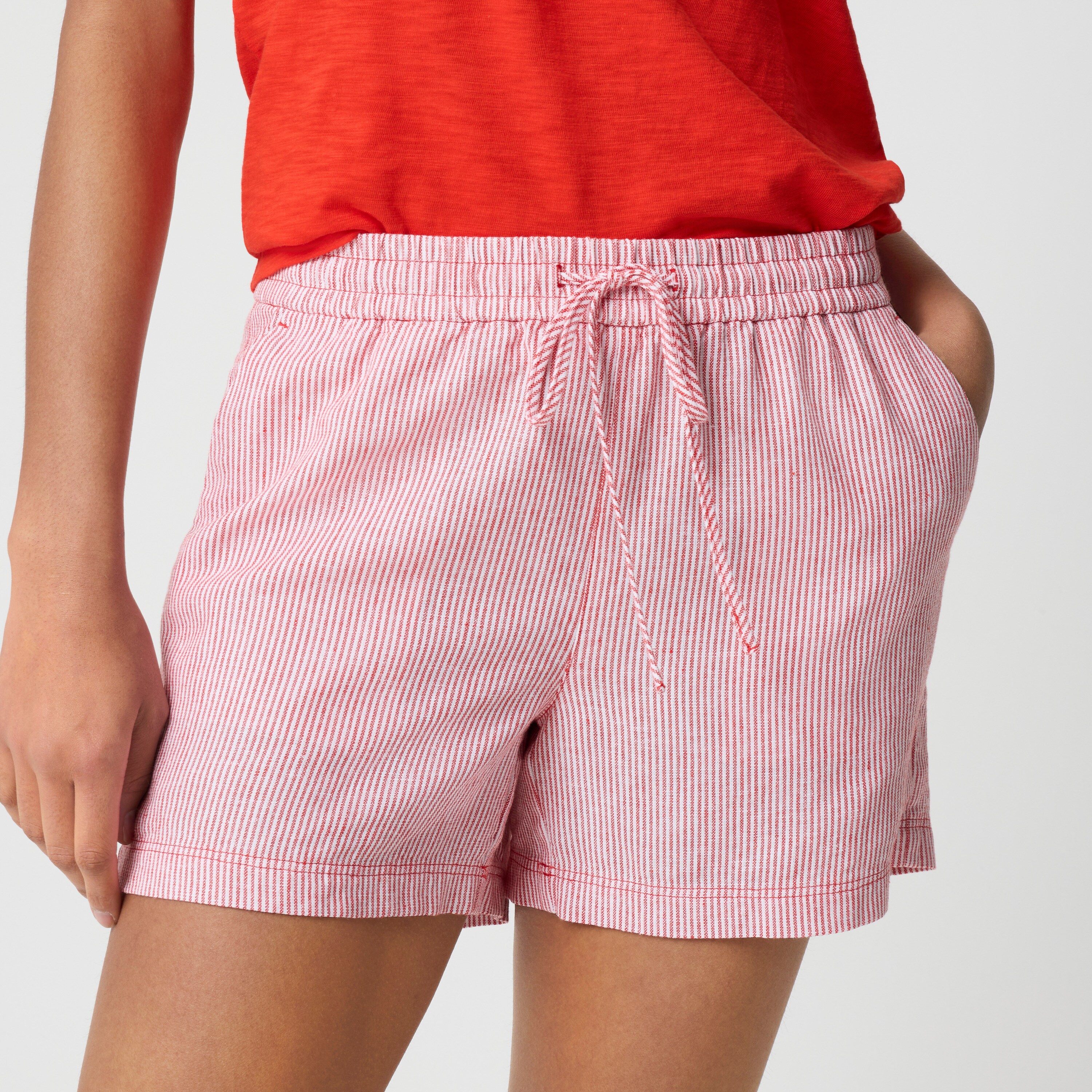 Linen-blend drawstring short