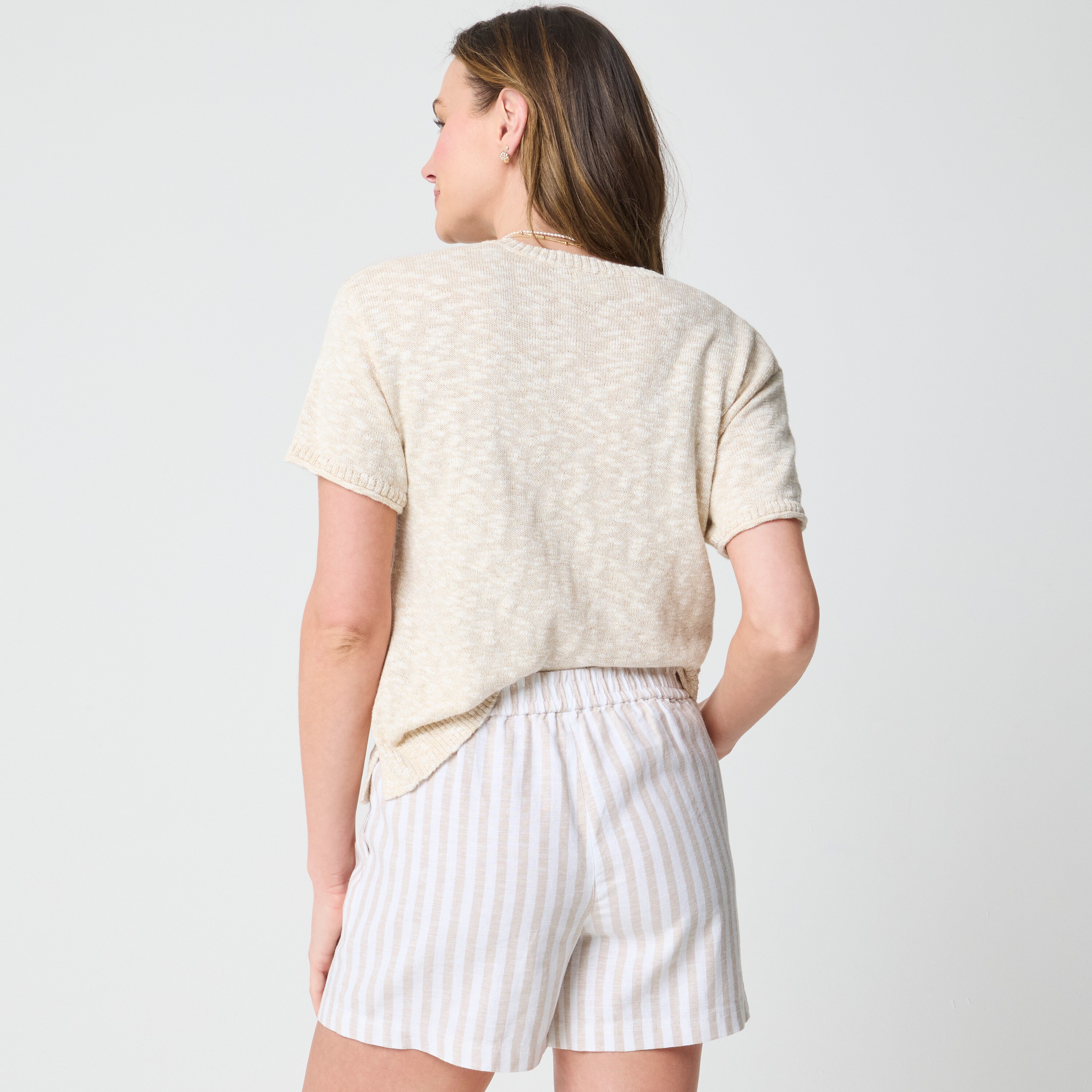 Linen-blend drawstring short