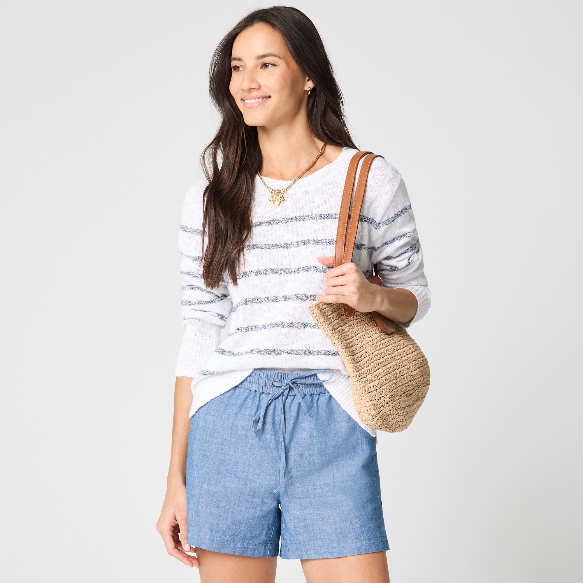womens Chambray drawstring short