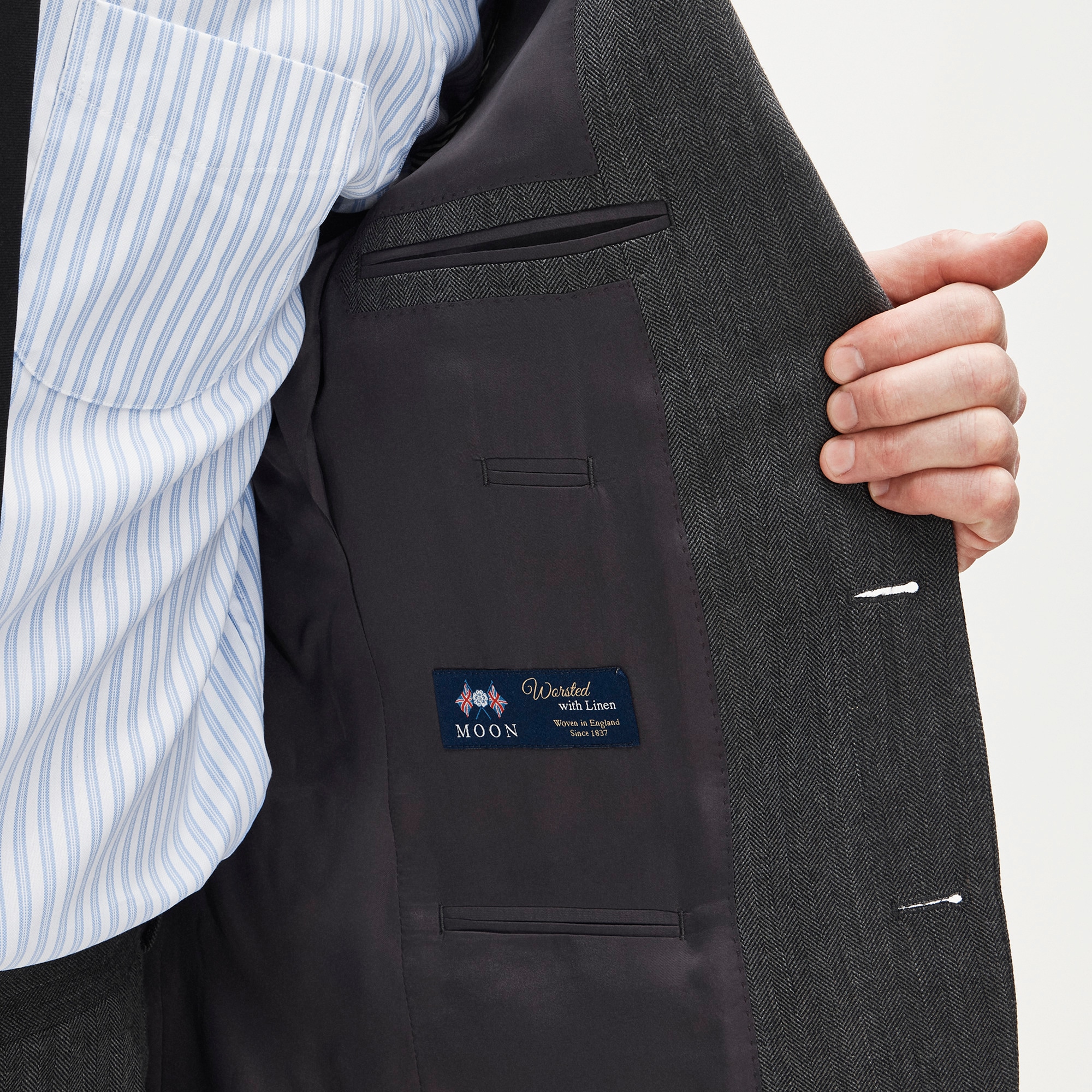 Ludlow Slim-fit suit jacket in English wool-linen blend