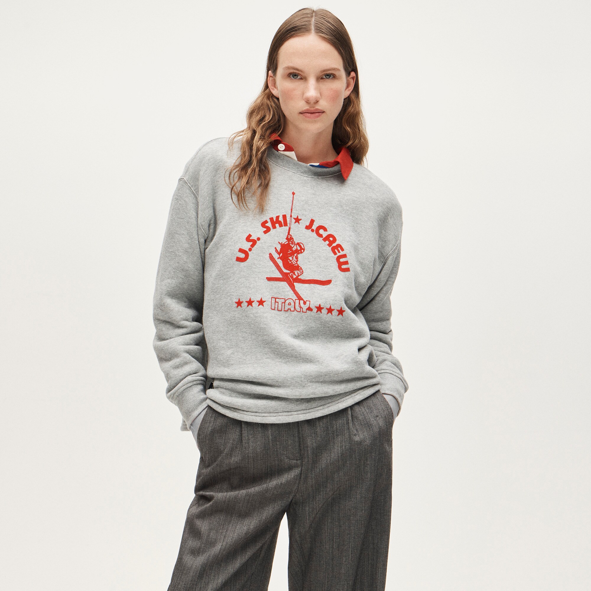  U.S. Ski &amp; Snowboard by J.Crew heritage terry graphic crewneck sweatshirt
