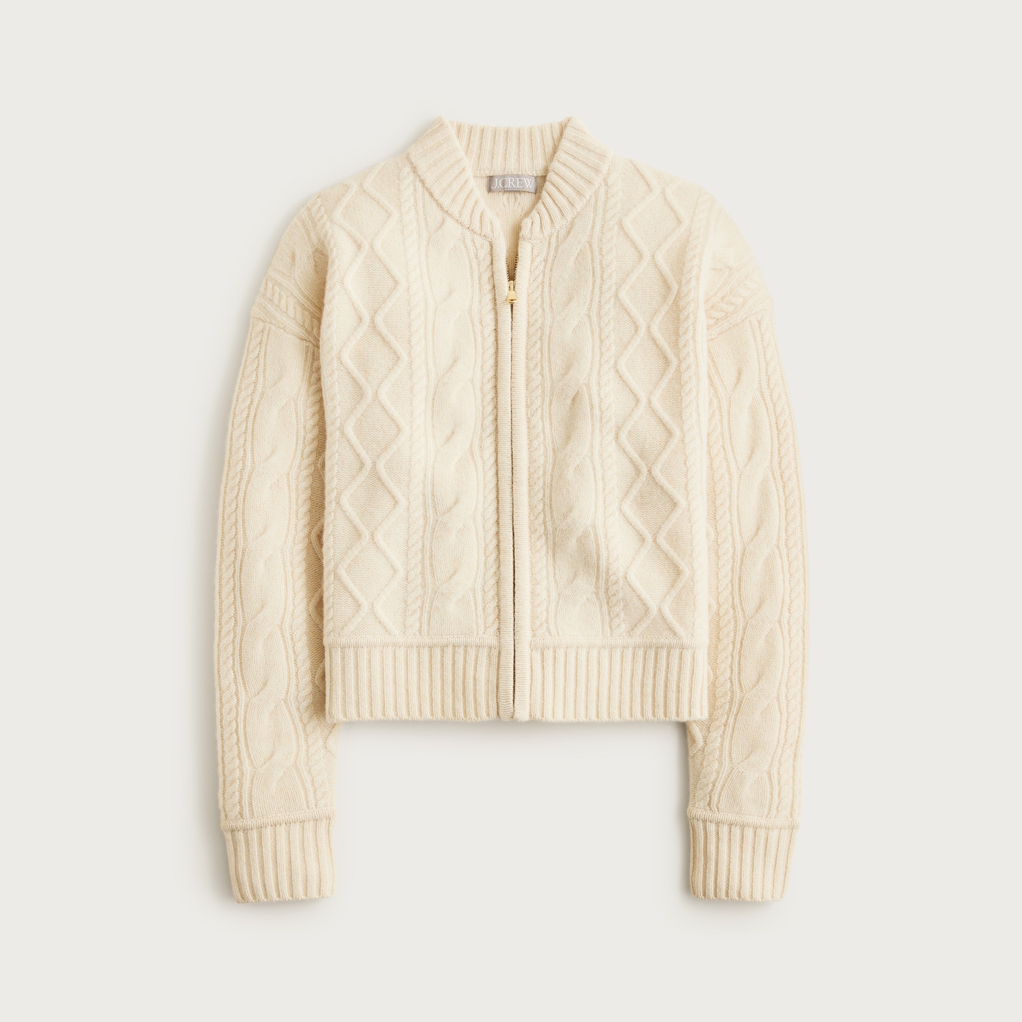 Wool cable-knit bomber jacket