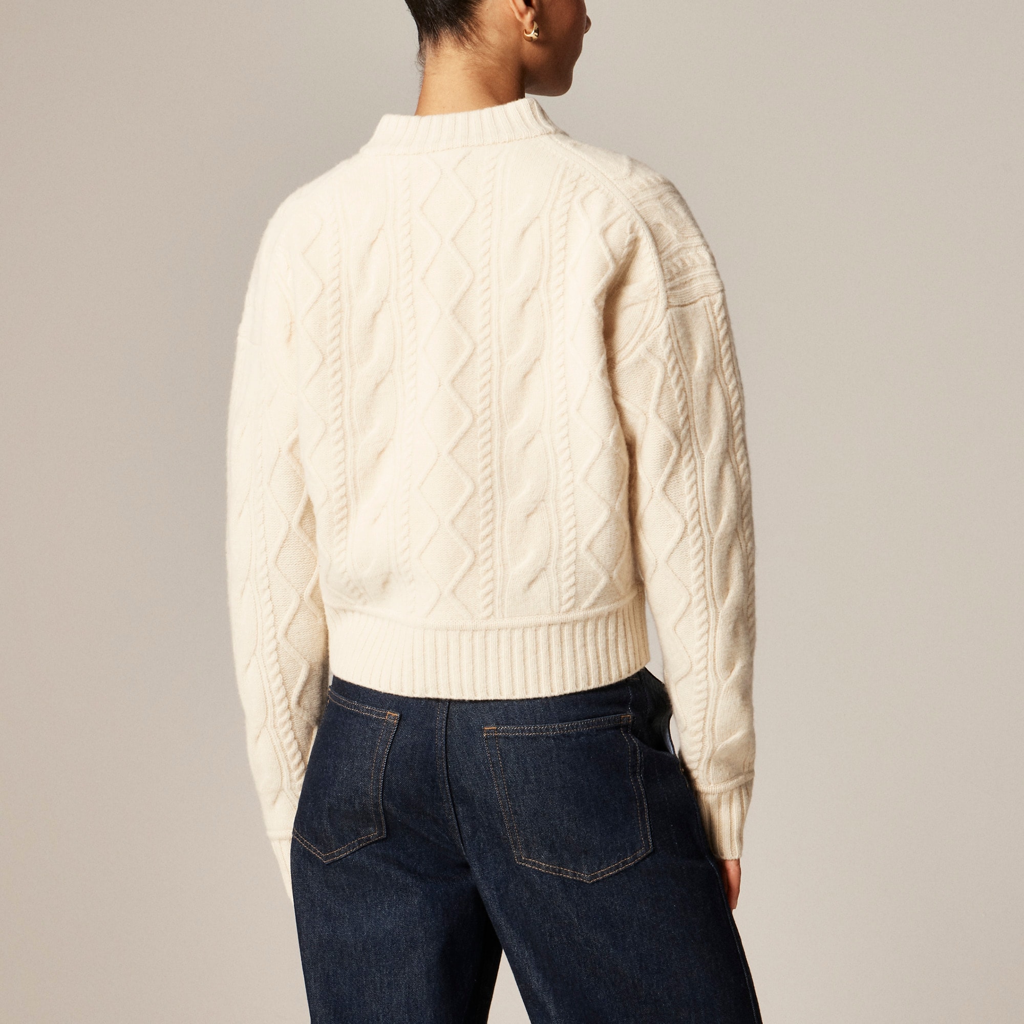 Wool cable-knit bomber jacket