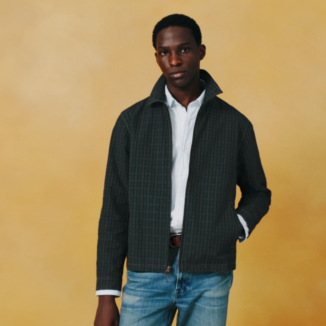 Harrington jacket in plaid with straight hem