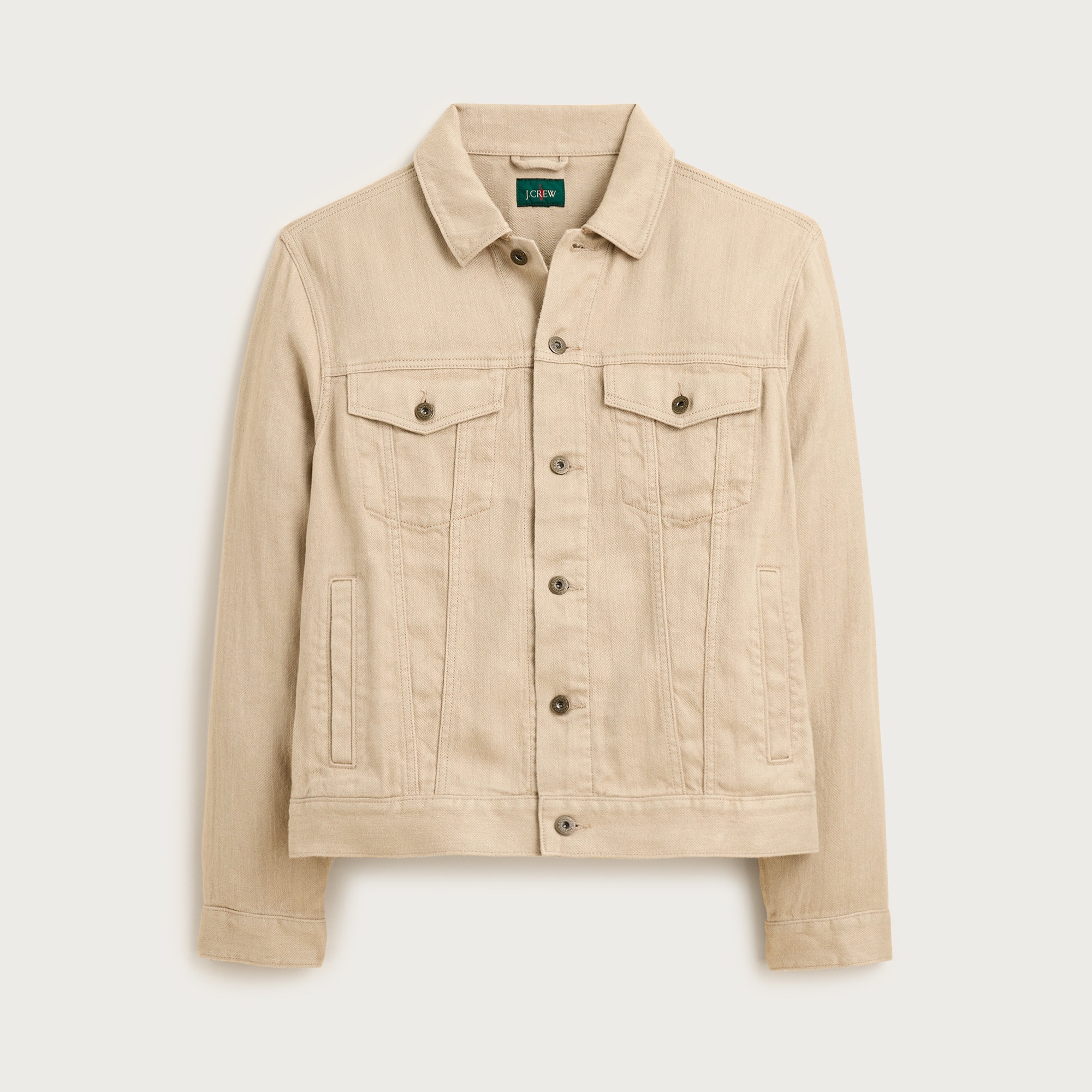 Trucker jacket in heavyweight linen-cotton blend