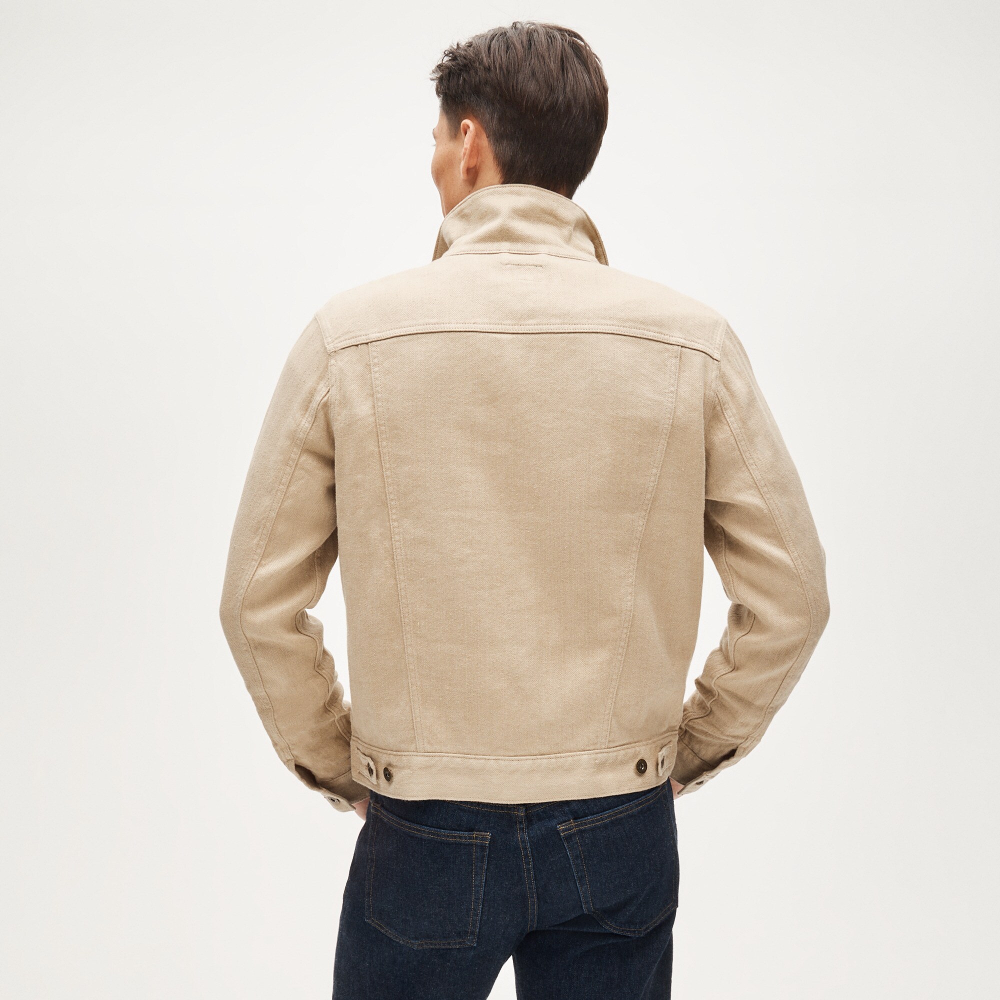 Trucker jacket in linen-cotton blend