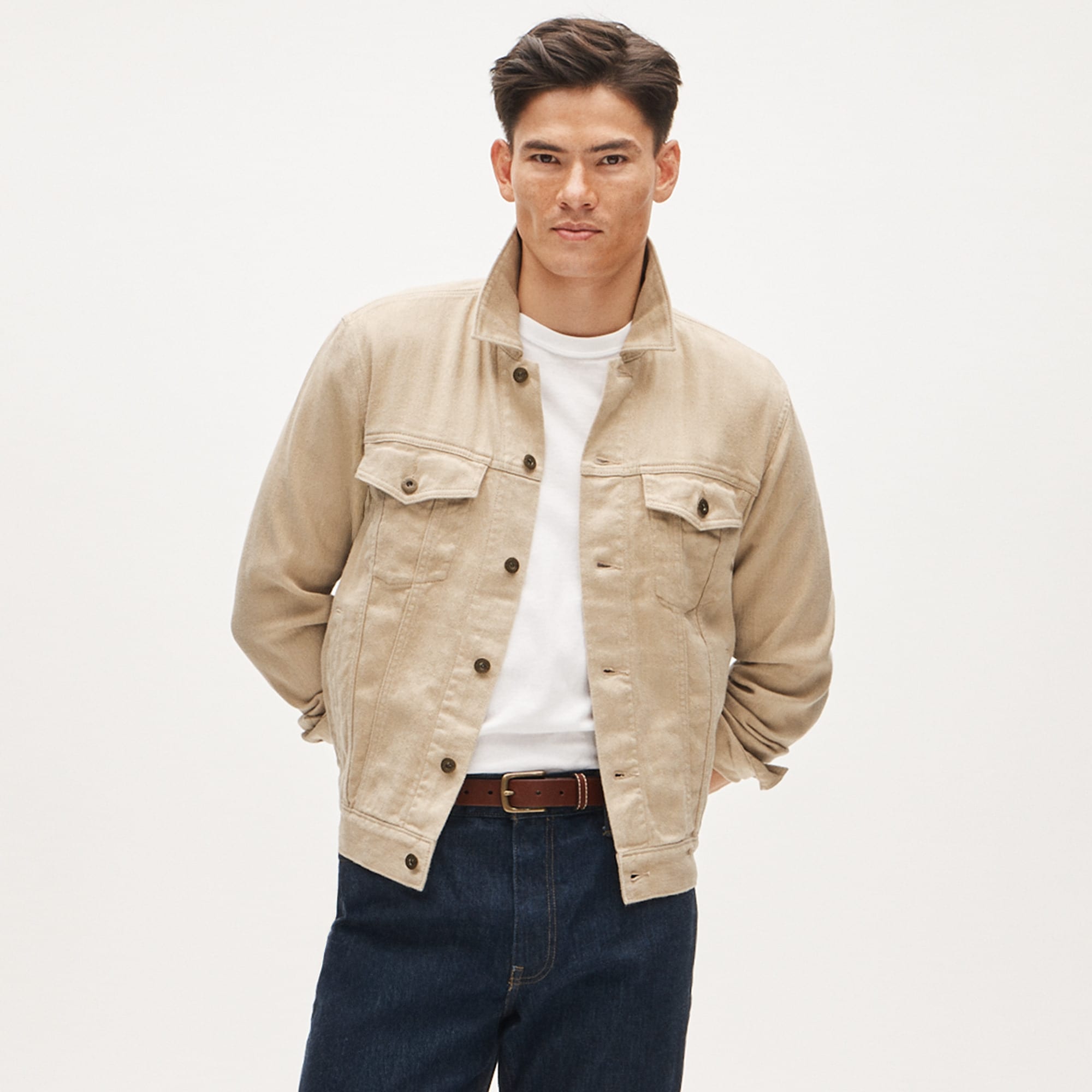 Trucker Jacket Mens Khaki Denim Jacket Vintage Khaki Dry Wax