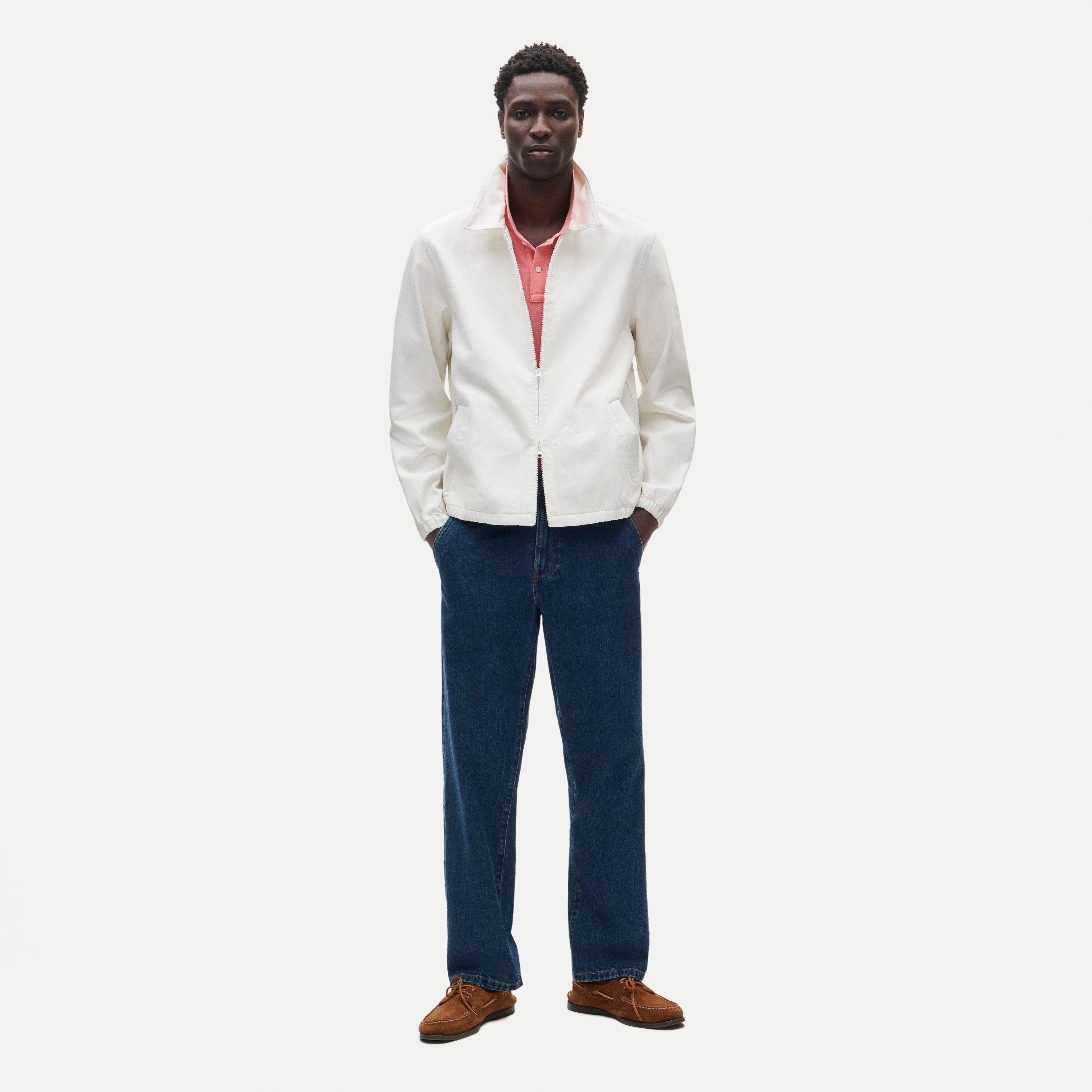 Harrington jacket in striped denim