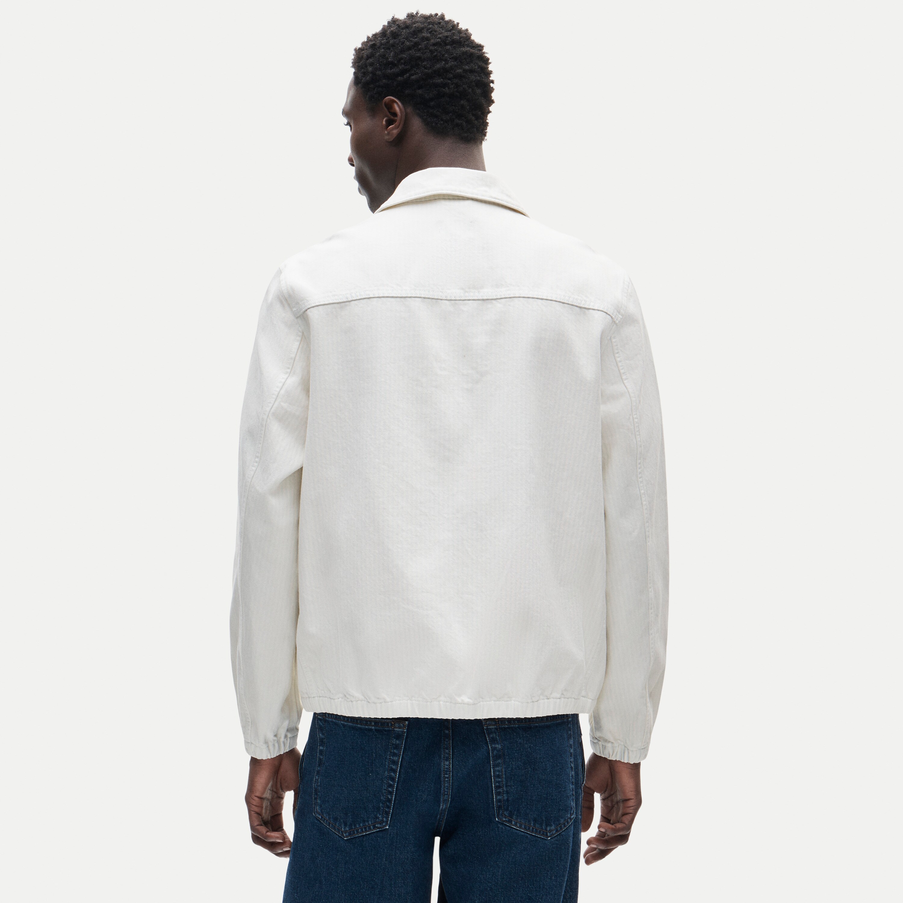Harrington jacket in striped denim