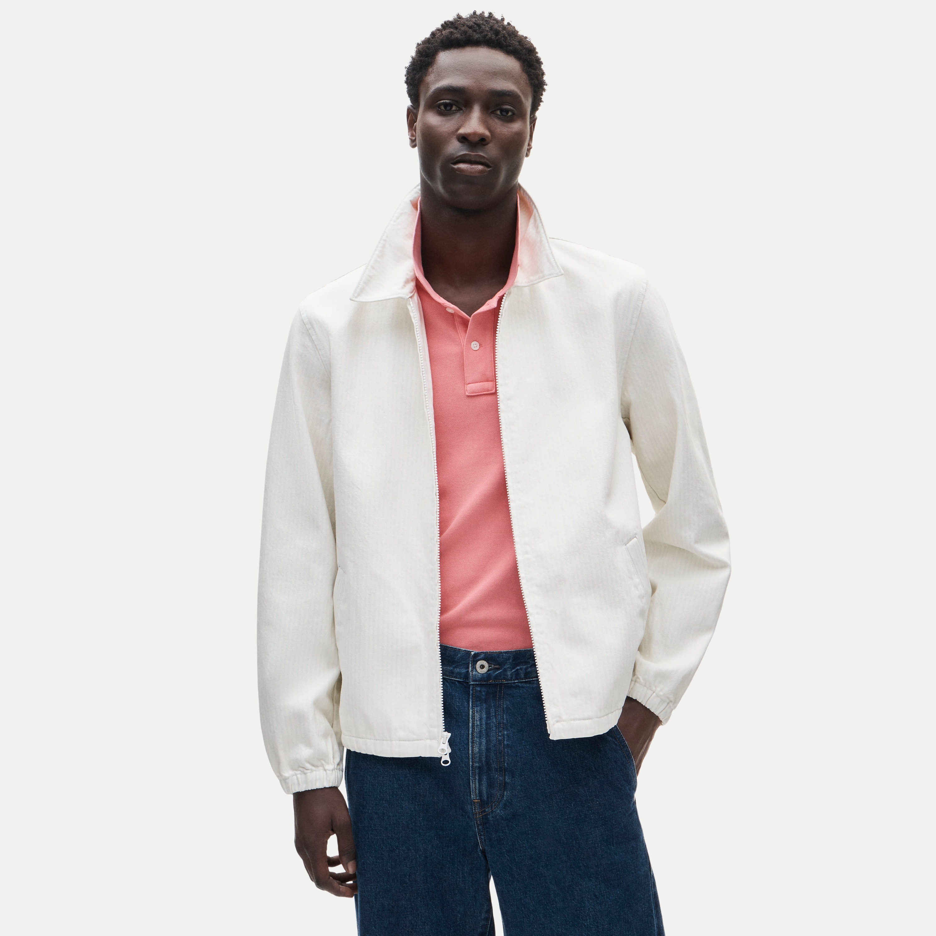 Harrington Jacket In Striped Denim For Men | J.Crew