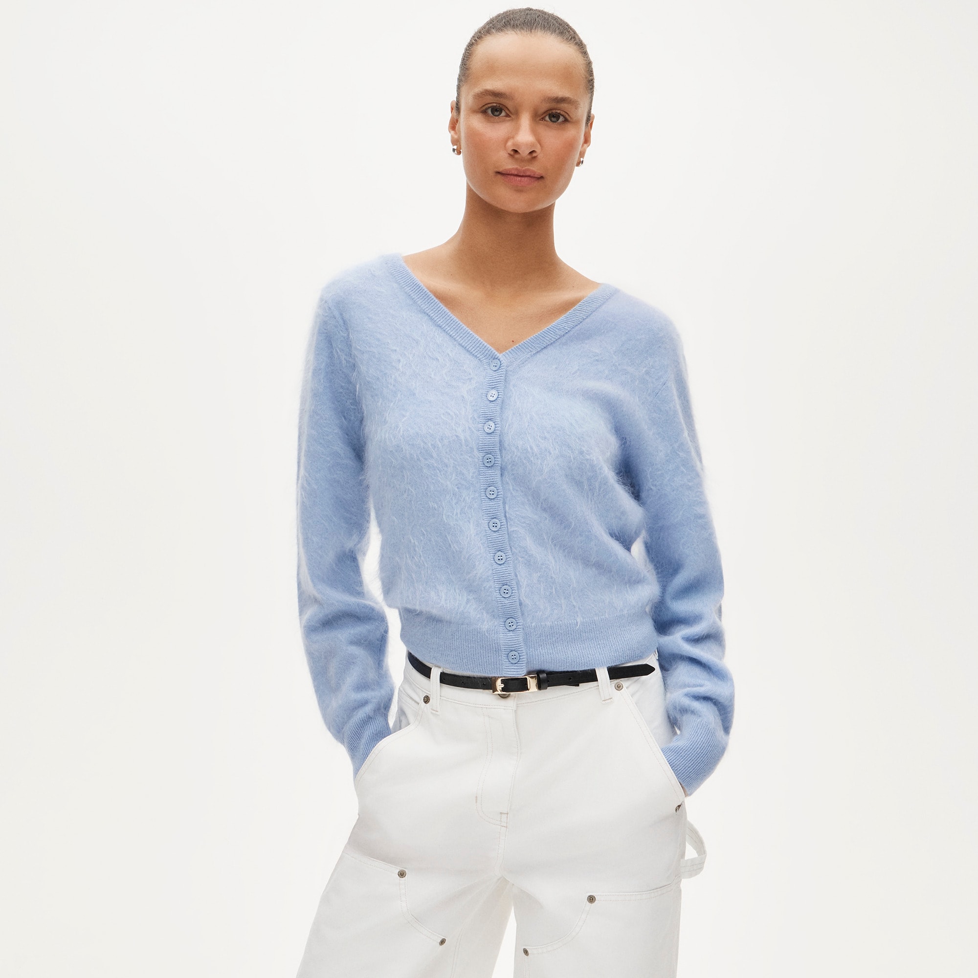 Brushed cashmere relaxed-fit reversible cardigan